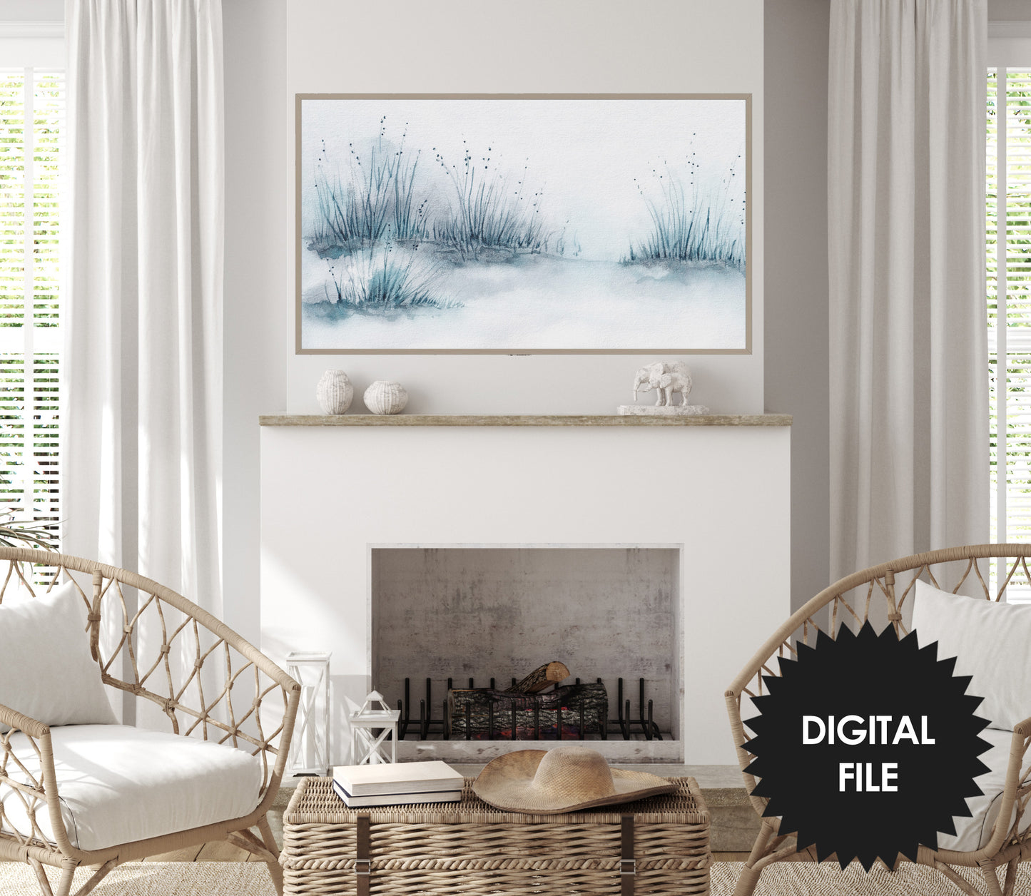 Samsung Frame TV Art Minimalist Winter Scene Art | Digital TV Art | Instant Download