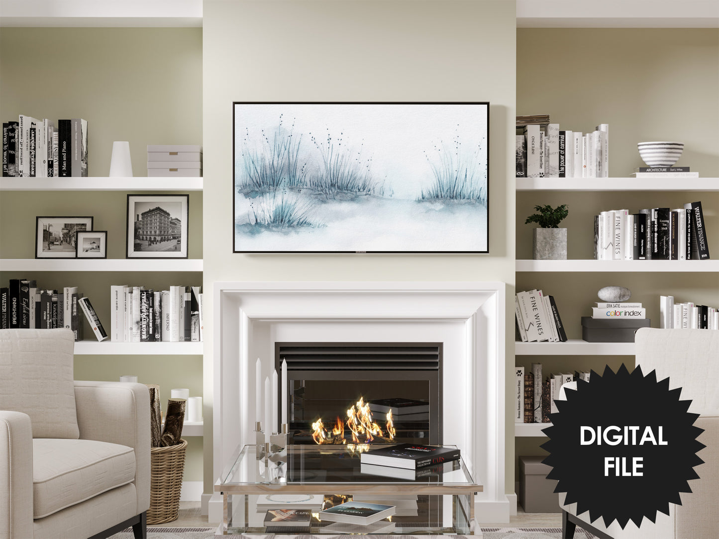 Samsung Frame TV Art Minimalist Winter Scene Art | Digital TV Art | Instant Download