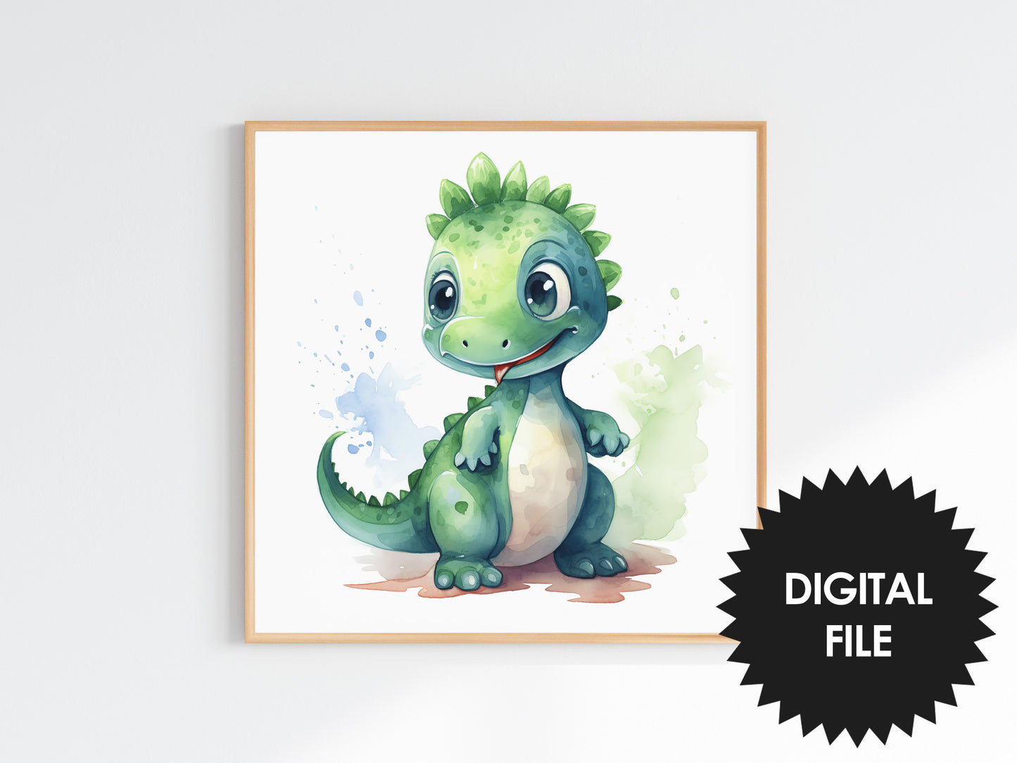 Prehistoric Animals Prints Watercolor, Set of 3, Mammoth, Dinosaur and Dragon Art, Kids Room Wall Art, Nursery Wall Art, Instant Download