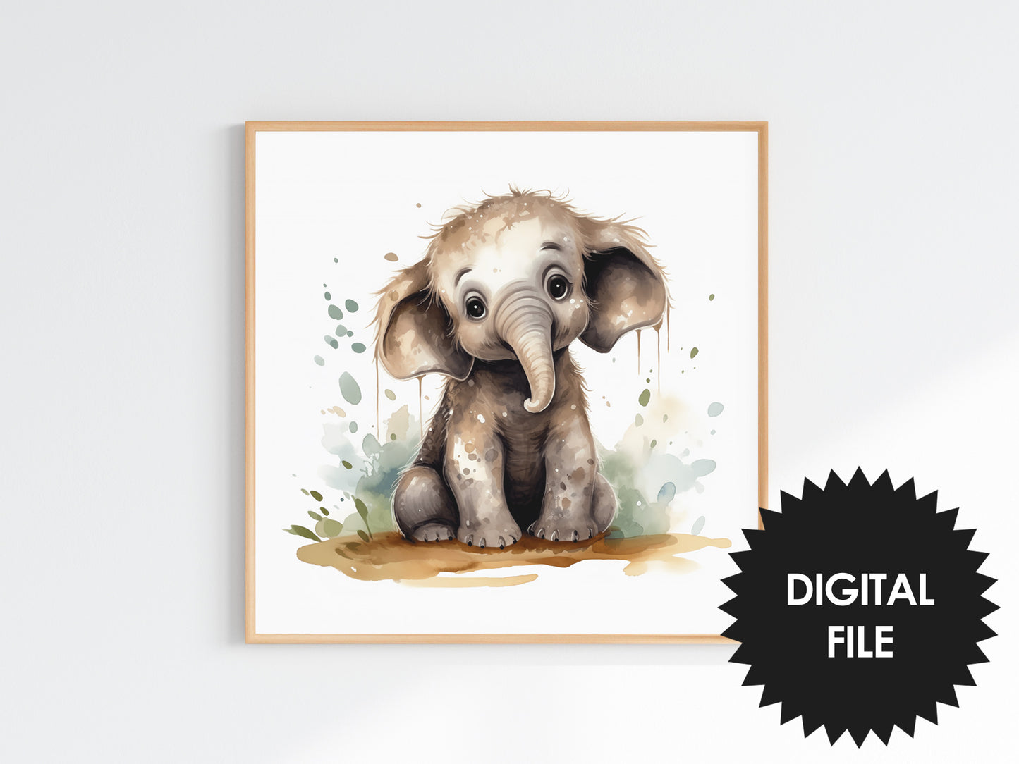 Prehistoric Animals Prints Watercolor, Set of 3, Mammoth, Dinosaur and Dragon Art, Kids Room Wall Art, Nursery Wall Art, Instant Download