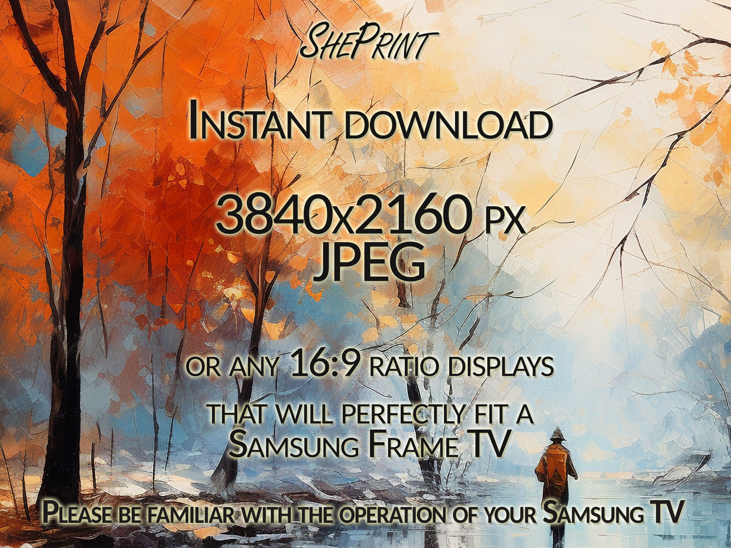 Fall Samsung Frame TV Art | Autumn Rainy Day | Digital TV Art | Digital Painting | Instant Download