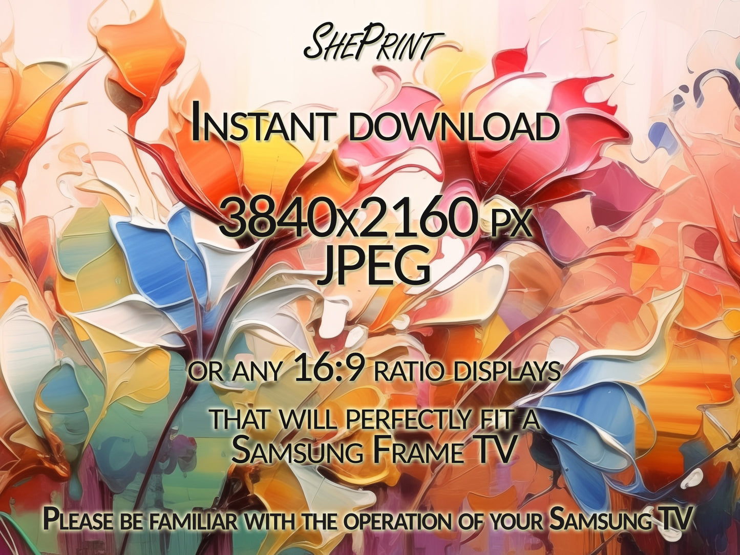 Samsung Frame TV Art, Summer Flowers Abstract Art, Floral Art Oil Painting, Digital TV Art, Instant Download