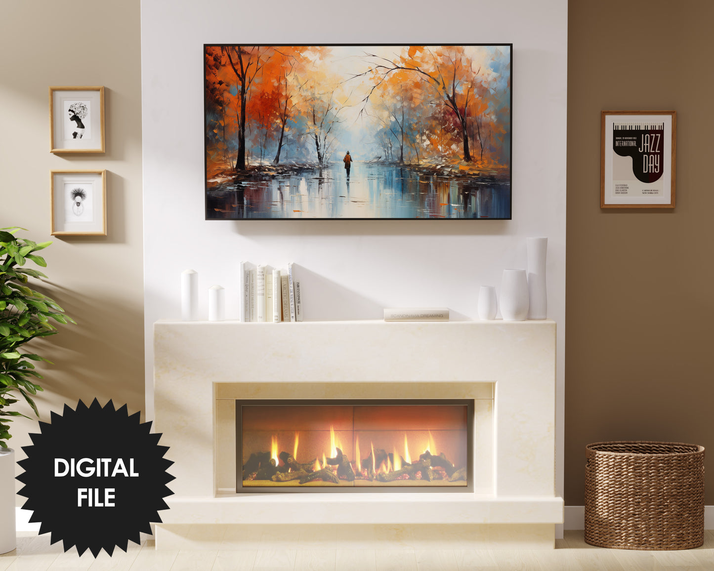 Fall Samsung Frame TV Art | Autumn Rainy Day | Digital TV Art | Digital Painting | Instant Download