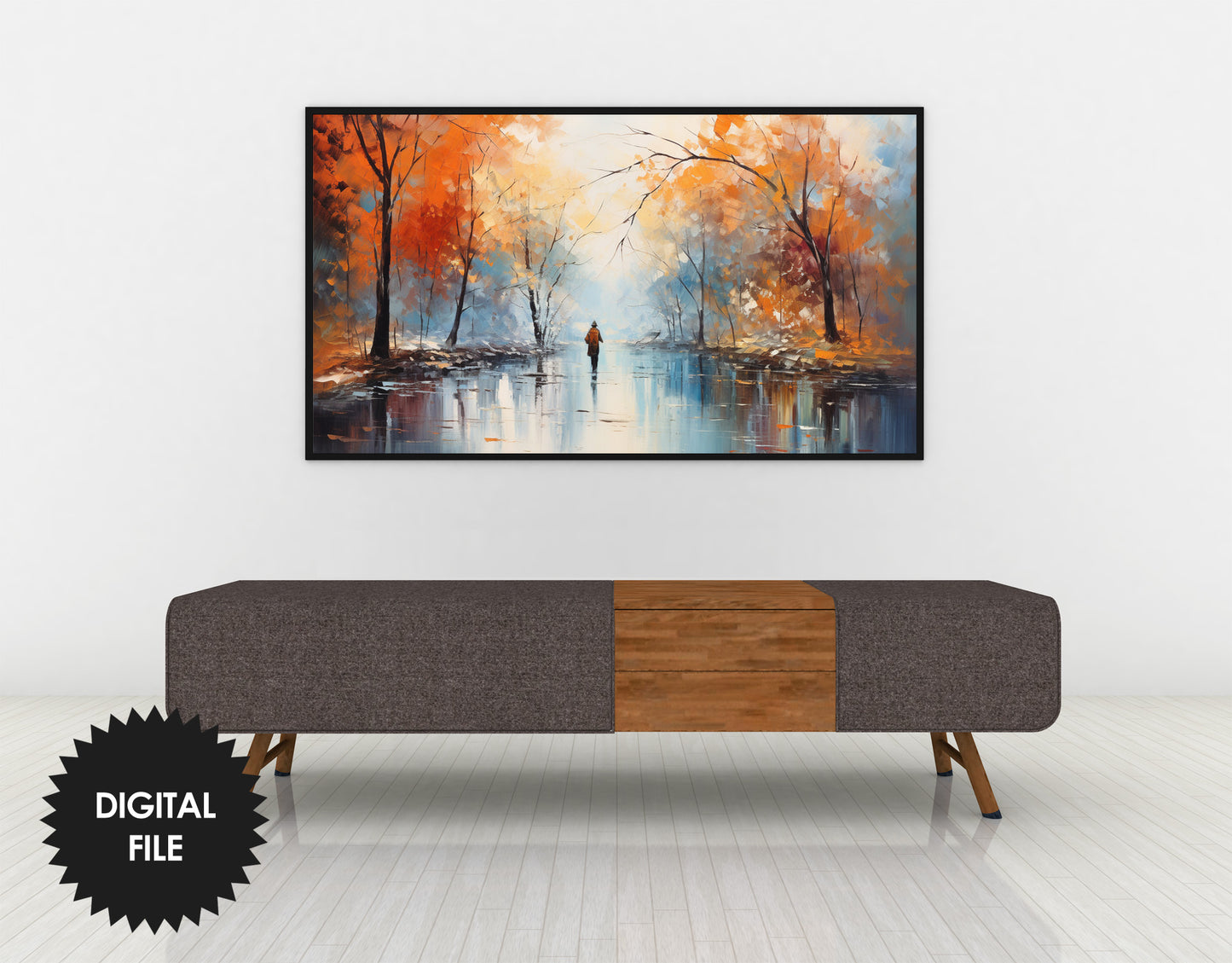 Fall Samsung Frame TV Art | Autumn Rainy Day | Digital TV Art | Digital Painting | Instant Download
