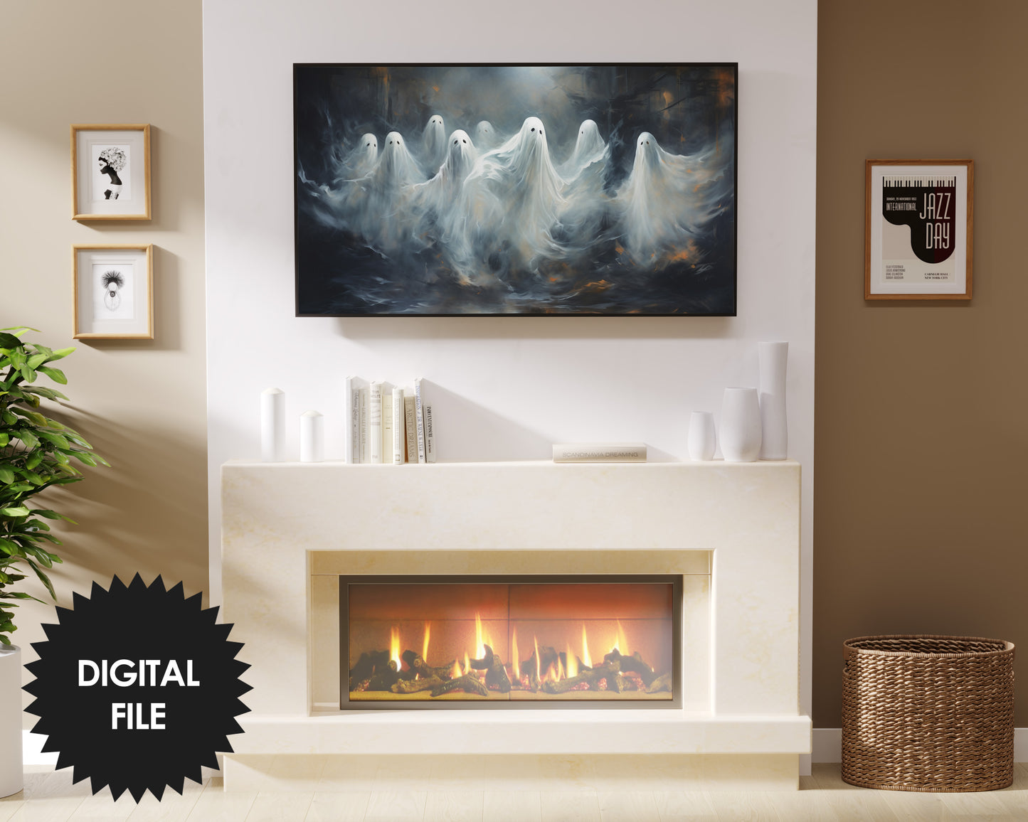 Samsung Halloween Frame TV Art, Dancing Ghosts, Digital TV Art, Instant Download