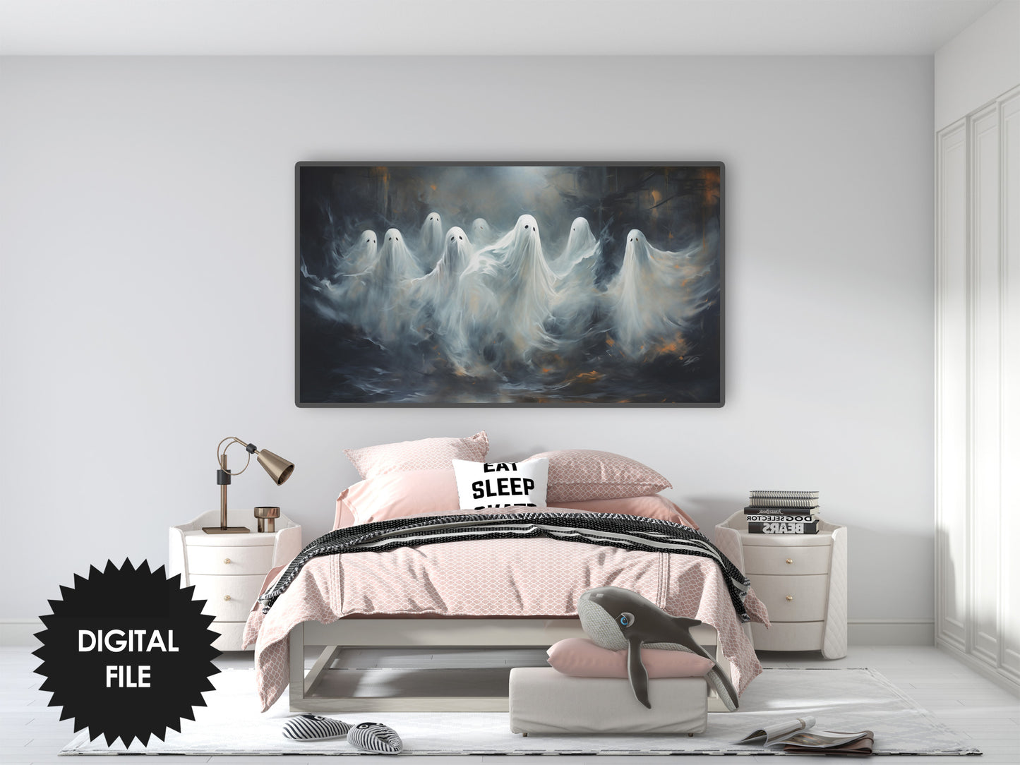 Samsung Halloween Frame TV Art, Dancing Ghosts, Digital TV Art, Instant Download