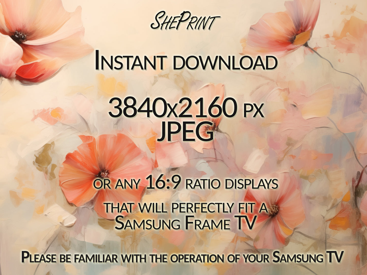 Samsung Frame TV Art, Soft Floral Abstract Art, Oil Painting Flowers, Digital TV Art, Instant Download