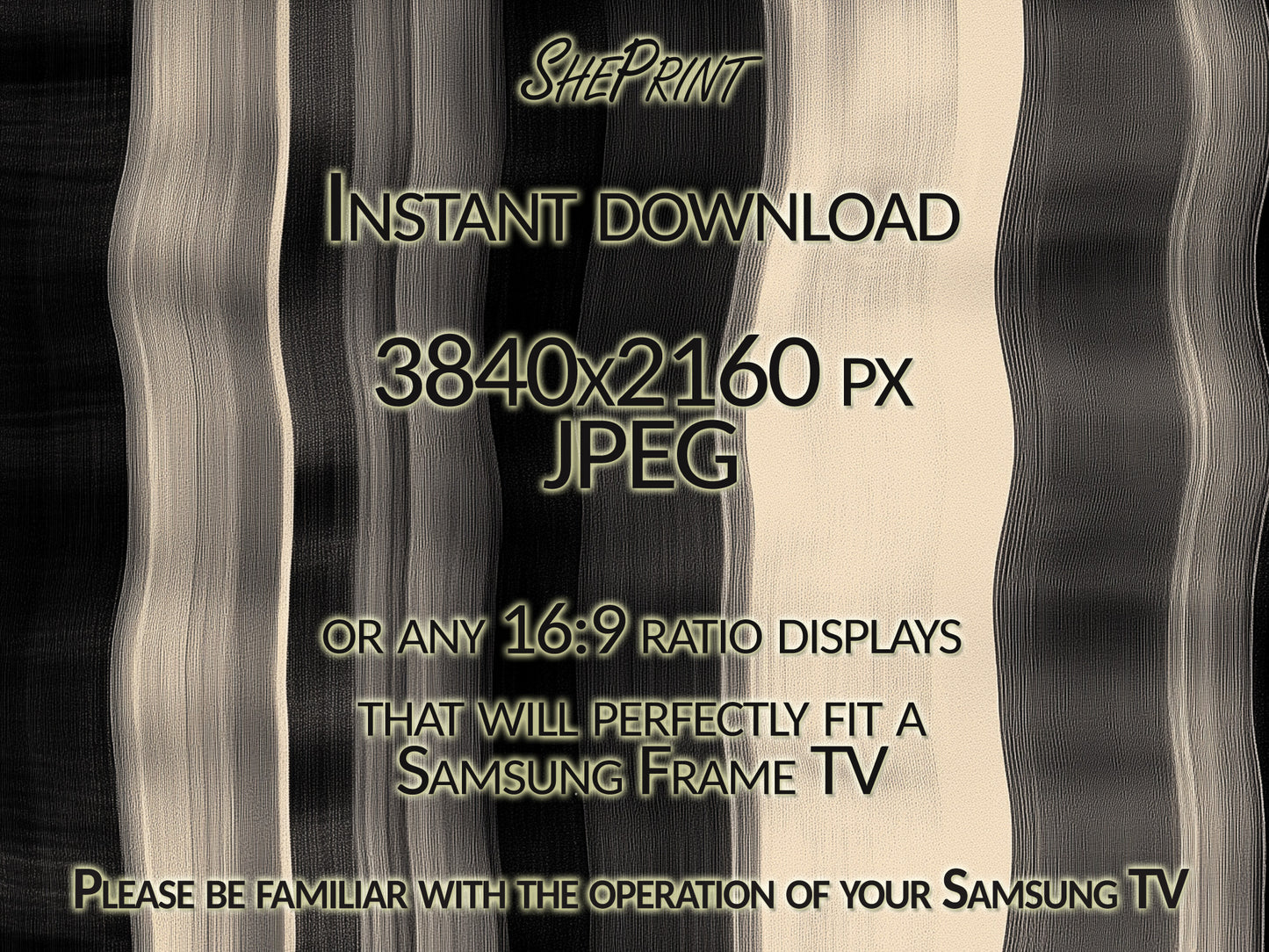 Modern Flow – Black & Beige Contemporary Abstract Frame TV Art close up view