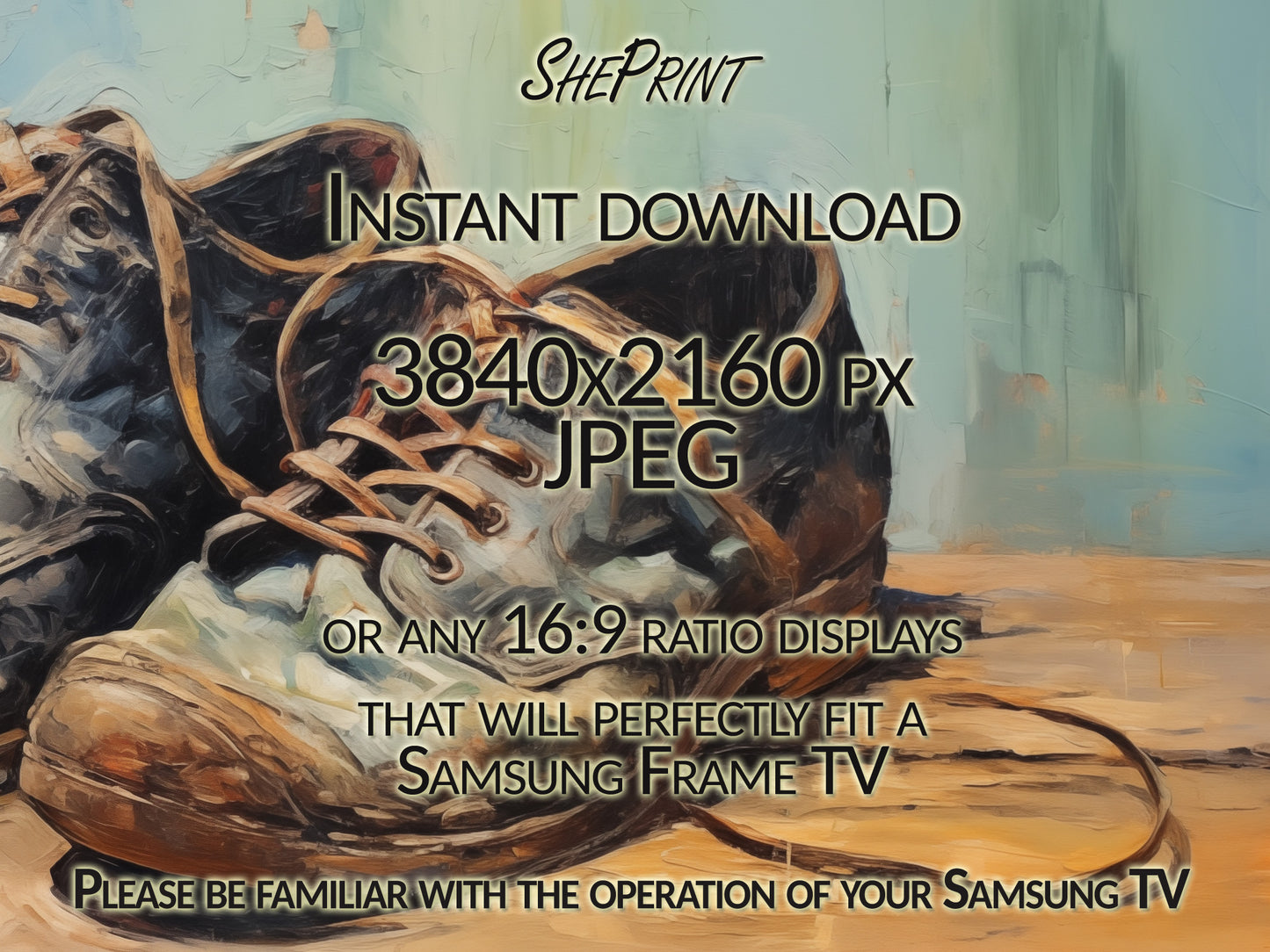 Old Shoes Vintage Art, Samsung Frame TV Art, Instant Download