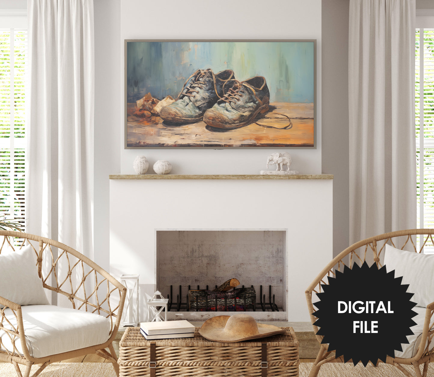 Old Shoes Vintage Art, Samsung Frame TV Art, Instant Download