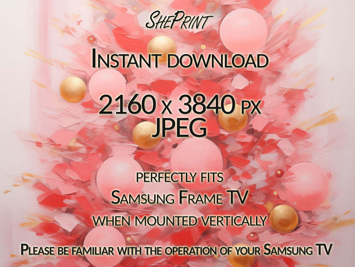 Pink Christmas Tree Vertical Frame TV Art close up view