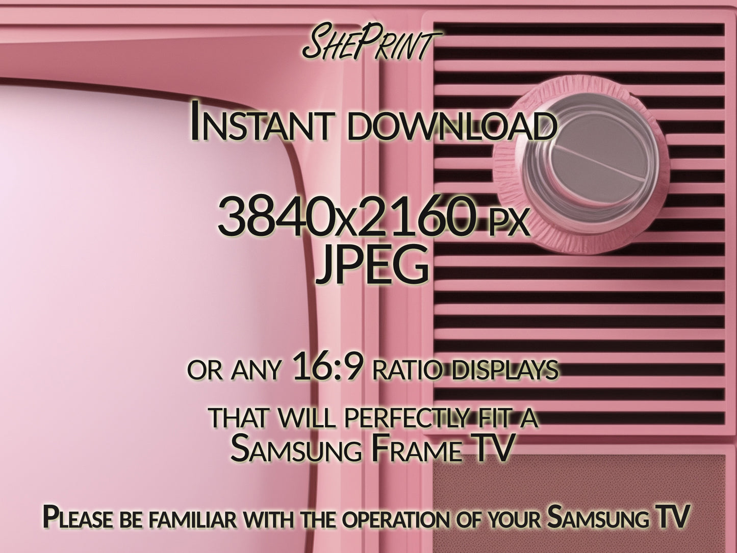 Samsung Frame TV Art Pink Retro TV | Blank Pink Screen TV Photo | Digital TV Art | Instant Download