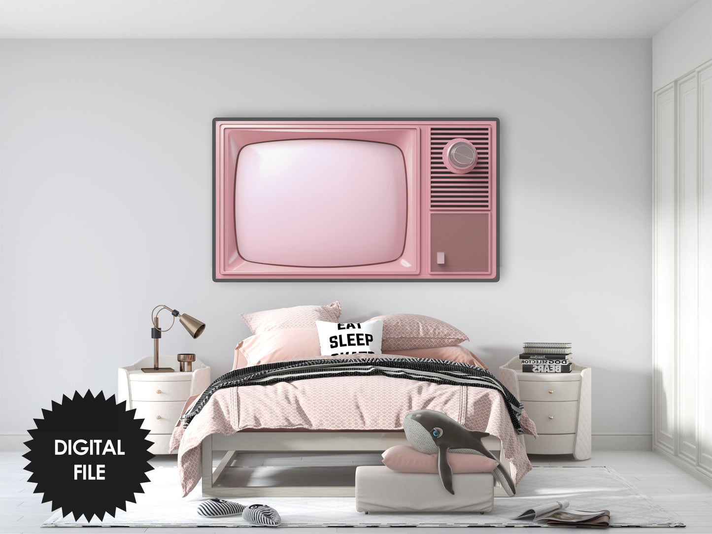 Samsung Frame TV Art Pink Retro TV | Blank Pink Screen TV Photo | Digital TV Art | Instant Download