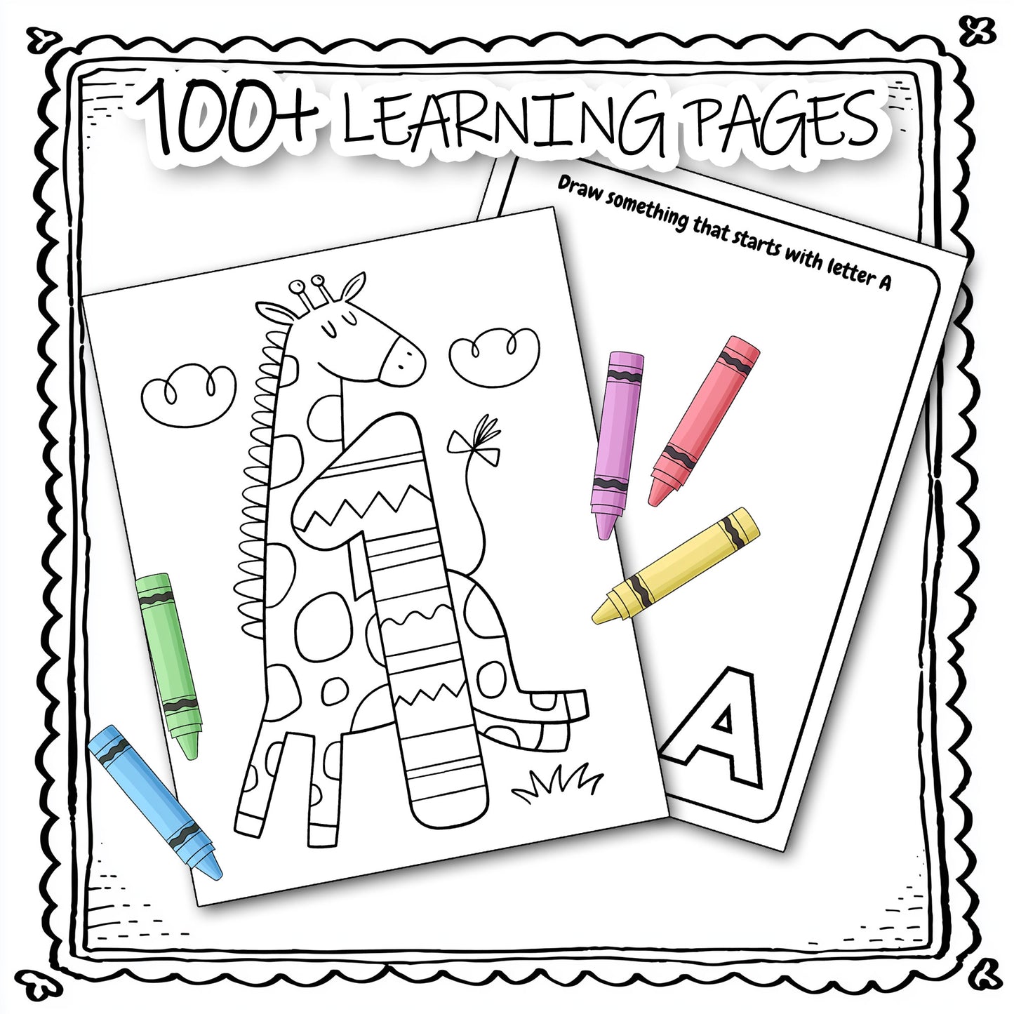 100+ Printable Kids Learning Pages, Shape Trace, Letter Trace, Number Trace, Coloring & Drawing Preschool Worksheets preview