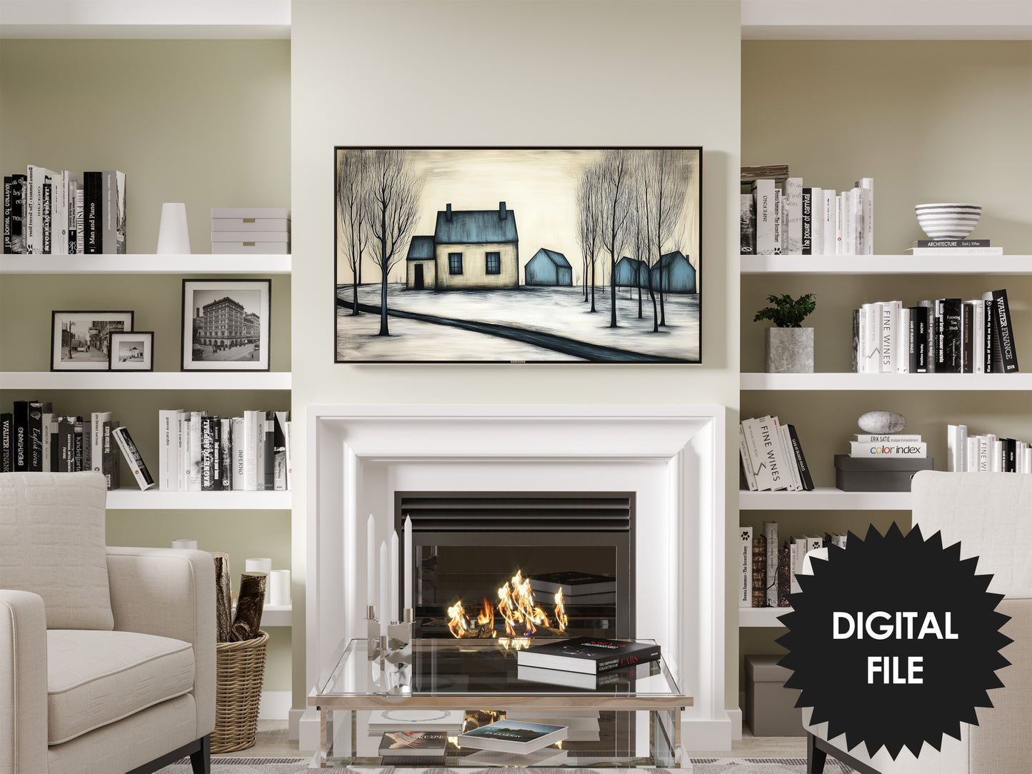 Quite Winter Morning Frame TV Art preview in modern living room