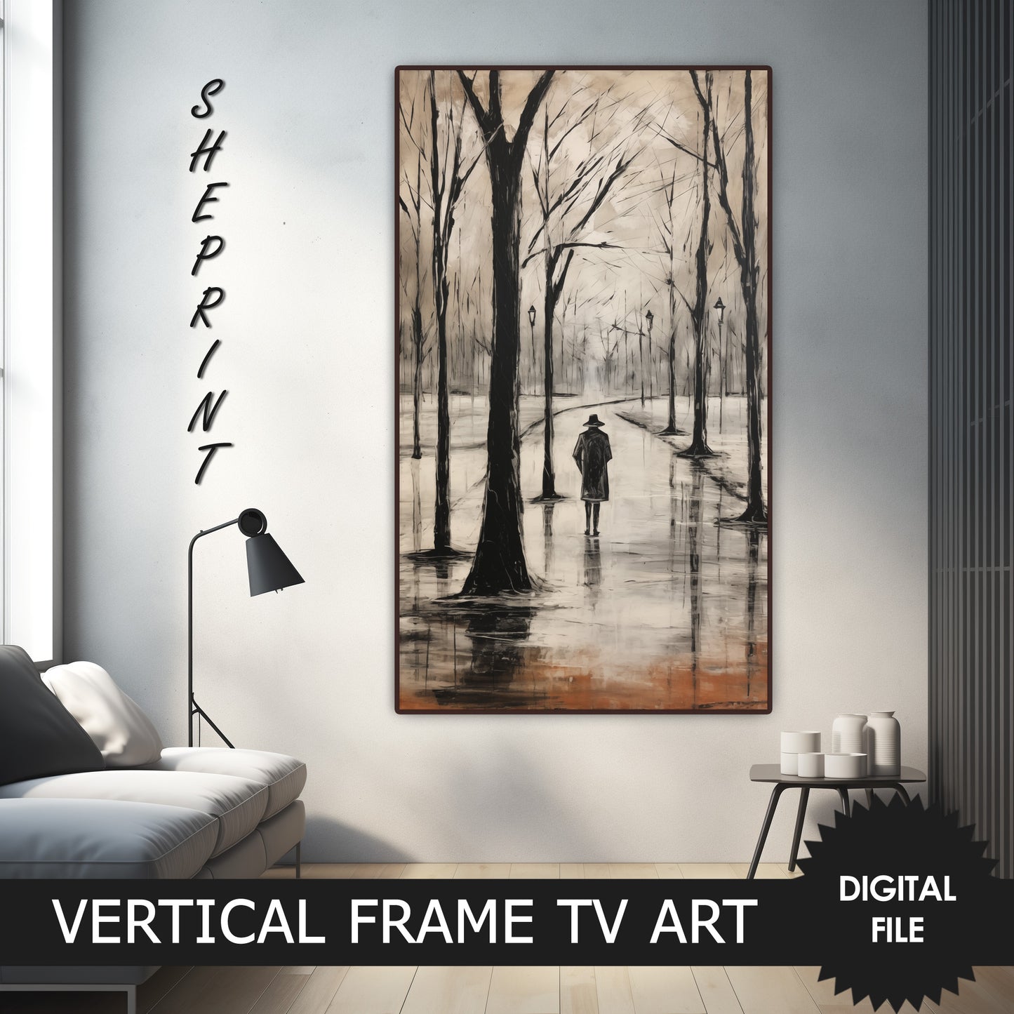 Rainy Winter Day Vertical TV Art