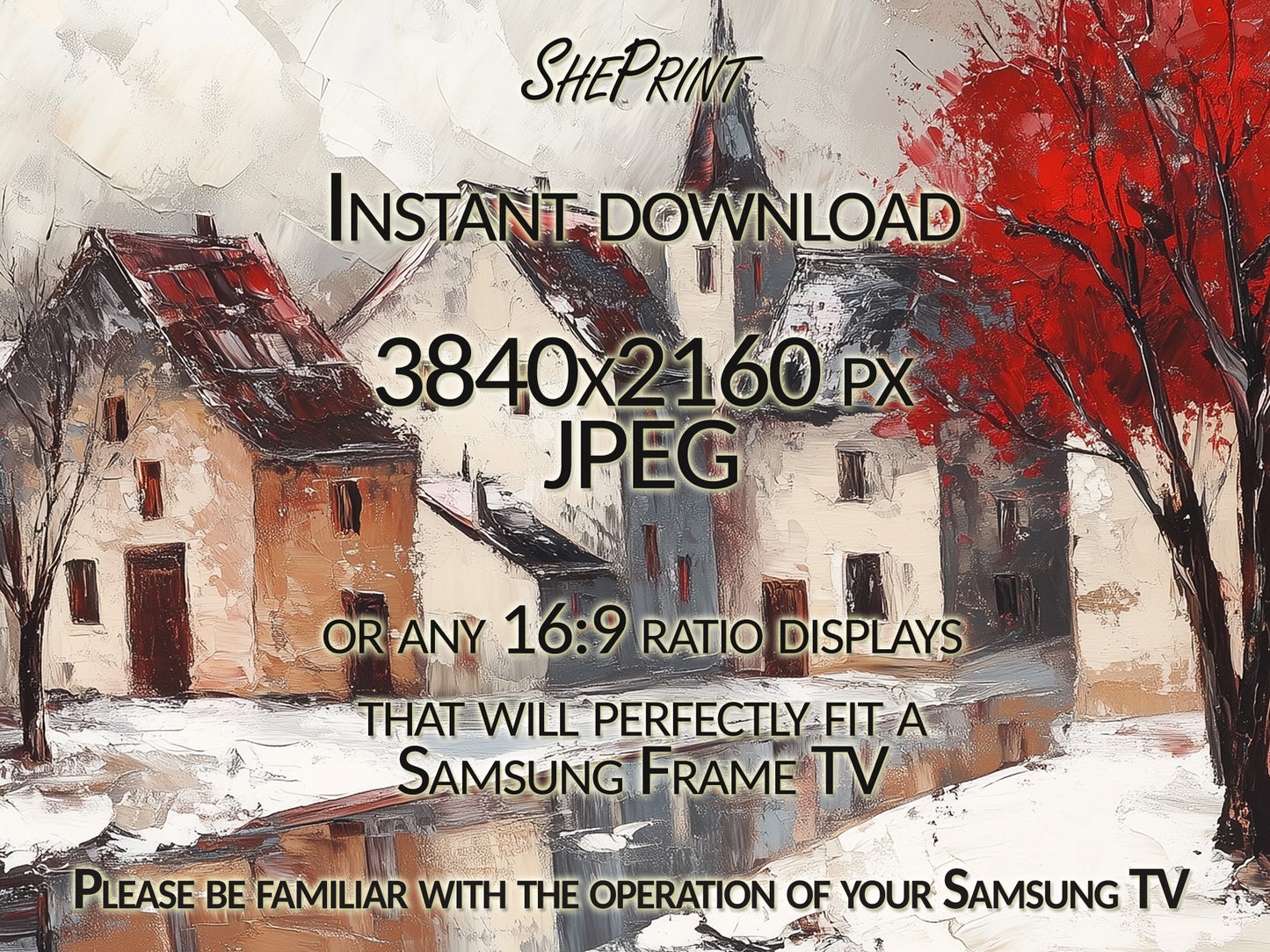 Red Winter Frame TV Art close up look