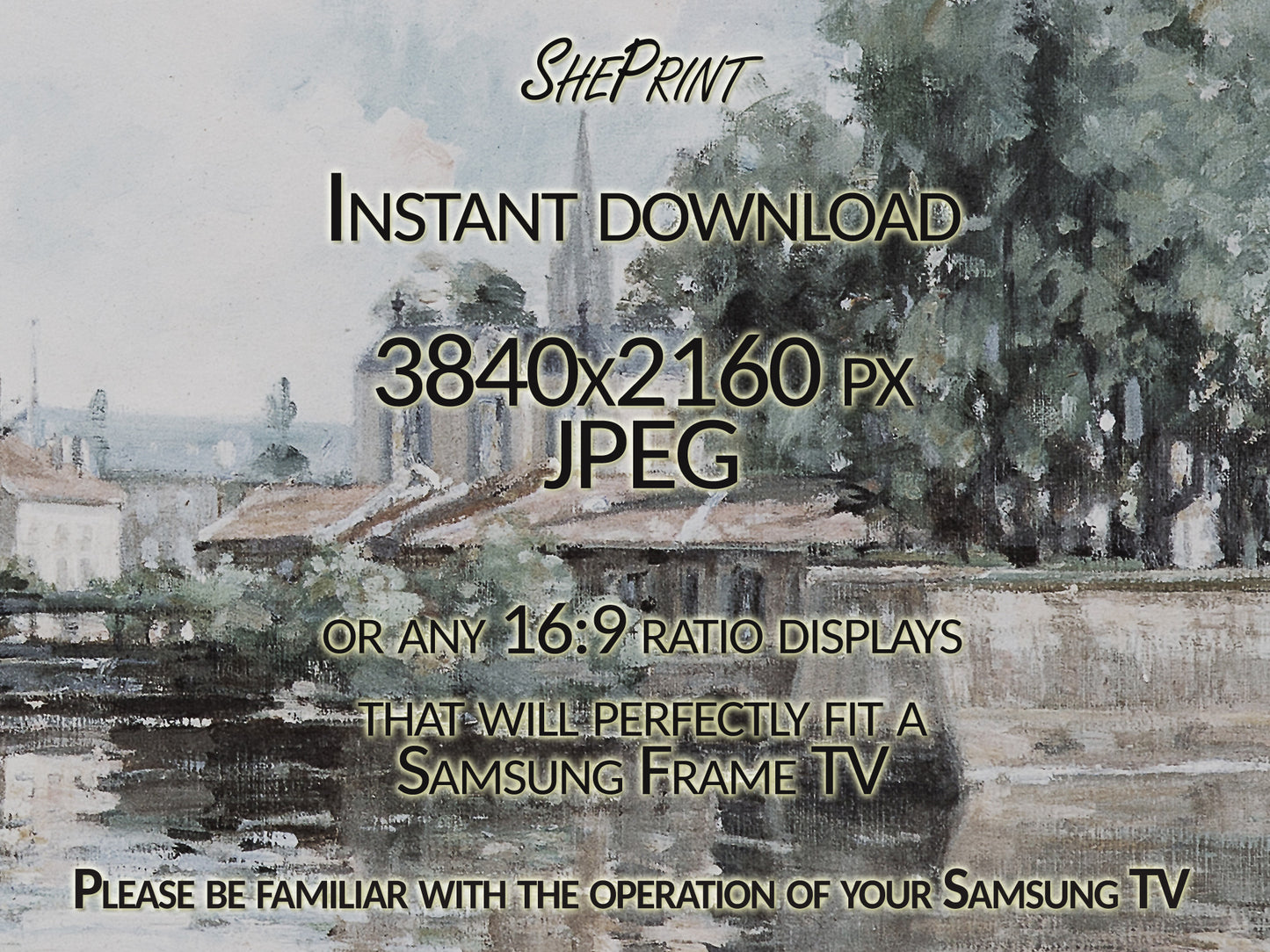 Frame TV Art | River Village Digital TV Art | Digital Painting | Neutral Colors Art | Instant Download