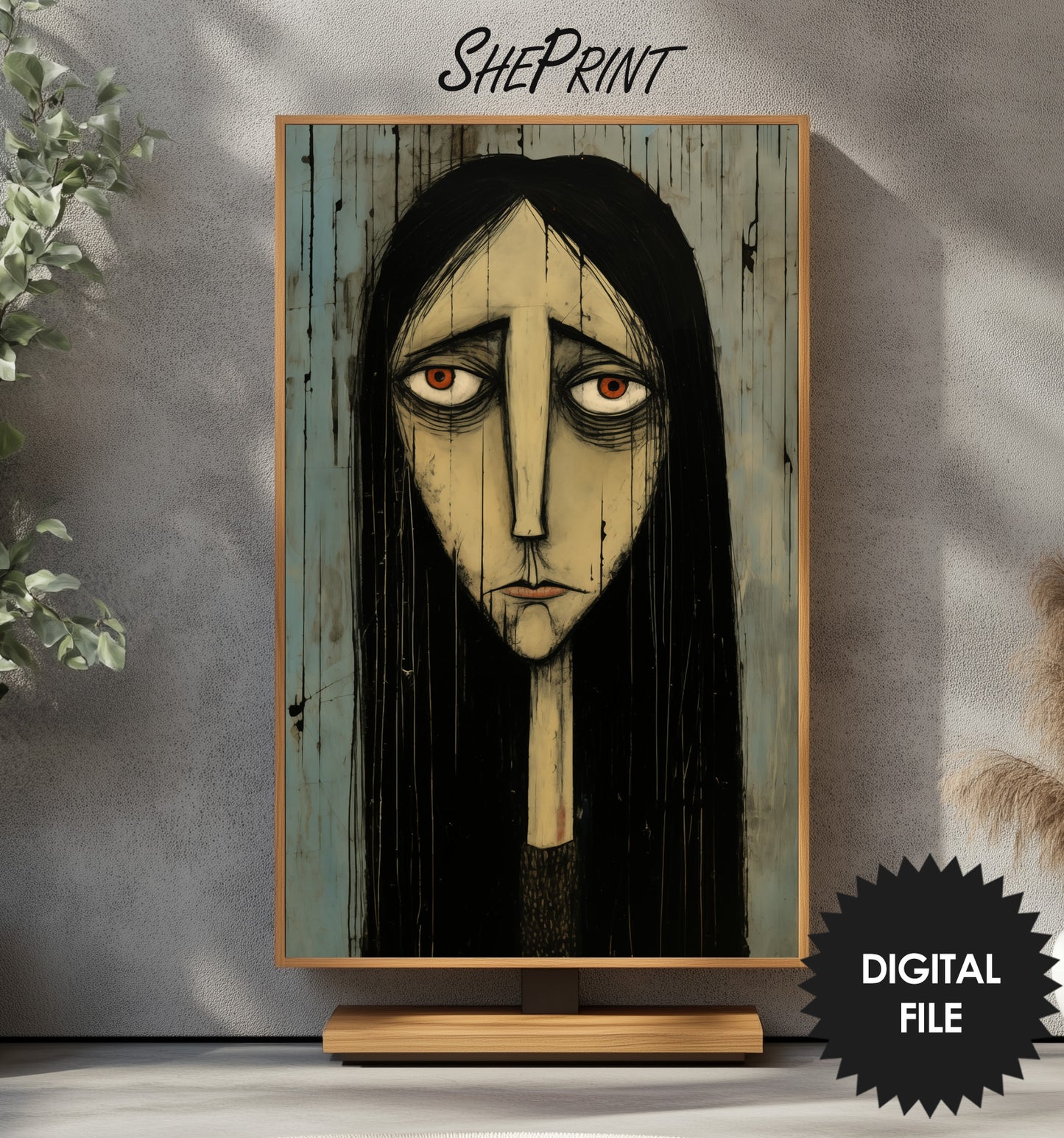 Vertical Frame TV Art, Sadness Art Brut Abstract Art preview on screen