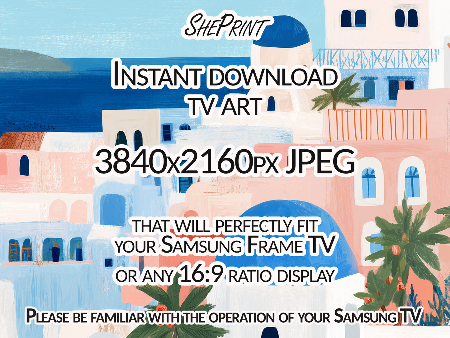 You will be able to download high quality JPG file size 3840 x 2160 pixels that can be used to display on Samsung Frame TV. Close up look.