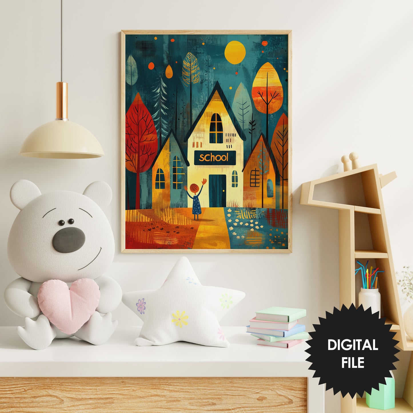 Printable Wall Art for Kids Room, Boho Style School Day Print preview 3