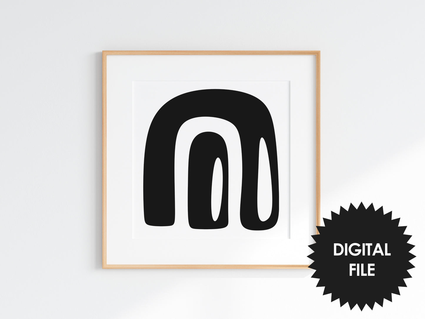 Boho Pottery Wall Art Print, Set of 4, minimalism, simple black & white wall art, digital art poster download, modern square art prints