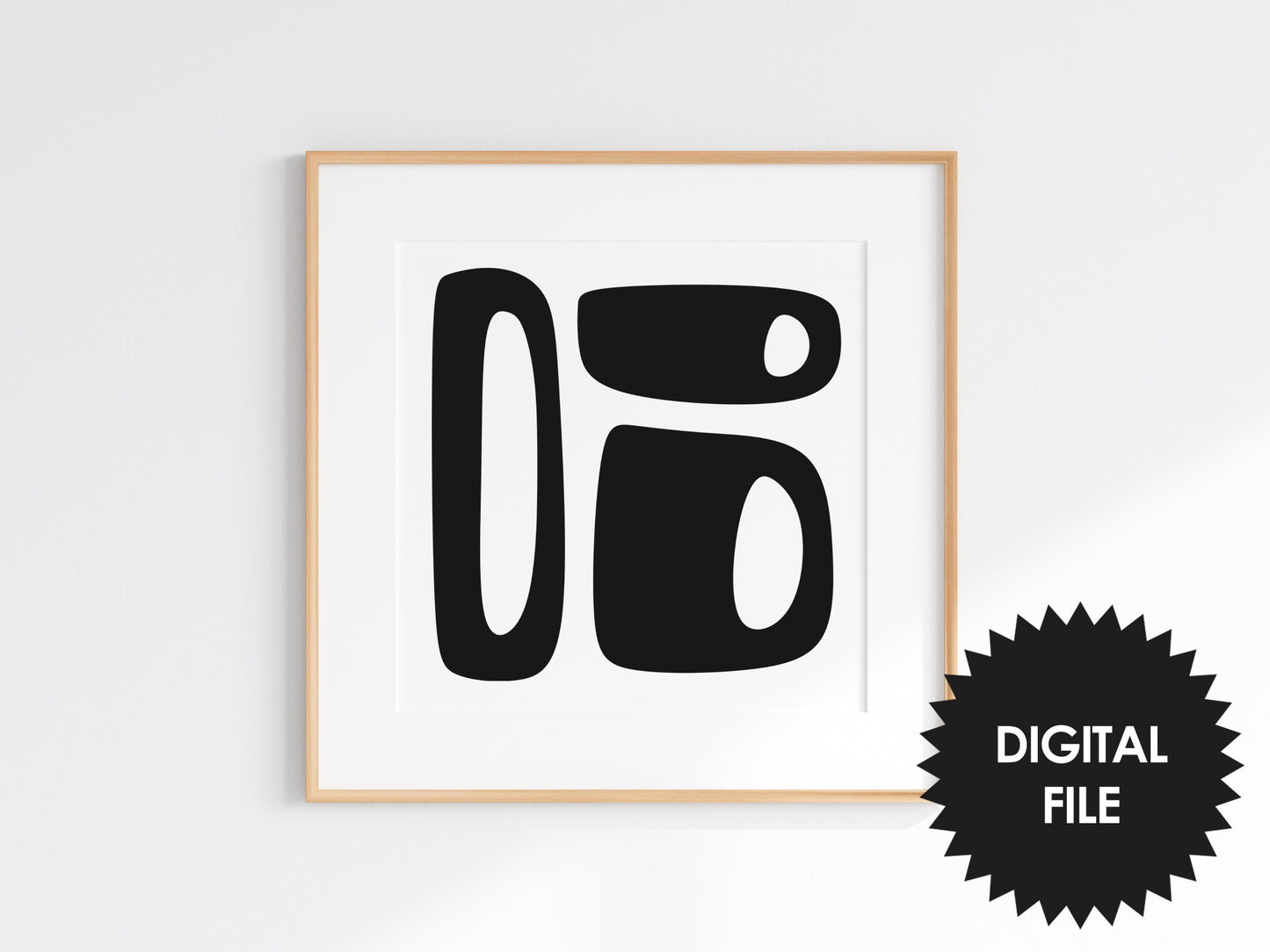 Boho Pottery Wall Art Print, Set of 4, minimalism, simple black & white wall art, digital art poster download, modern square art prints