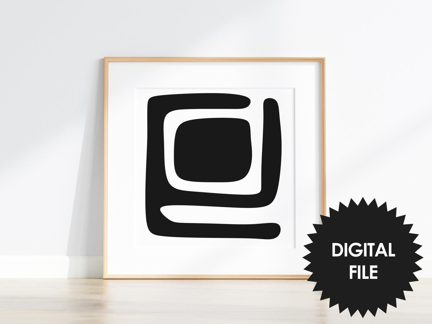 Abstract Wall Art #04, Set of 4, Bundle Print set, black & white wall art, digital art poster download, modern square art prints