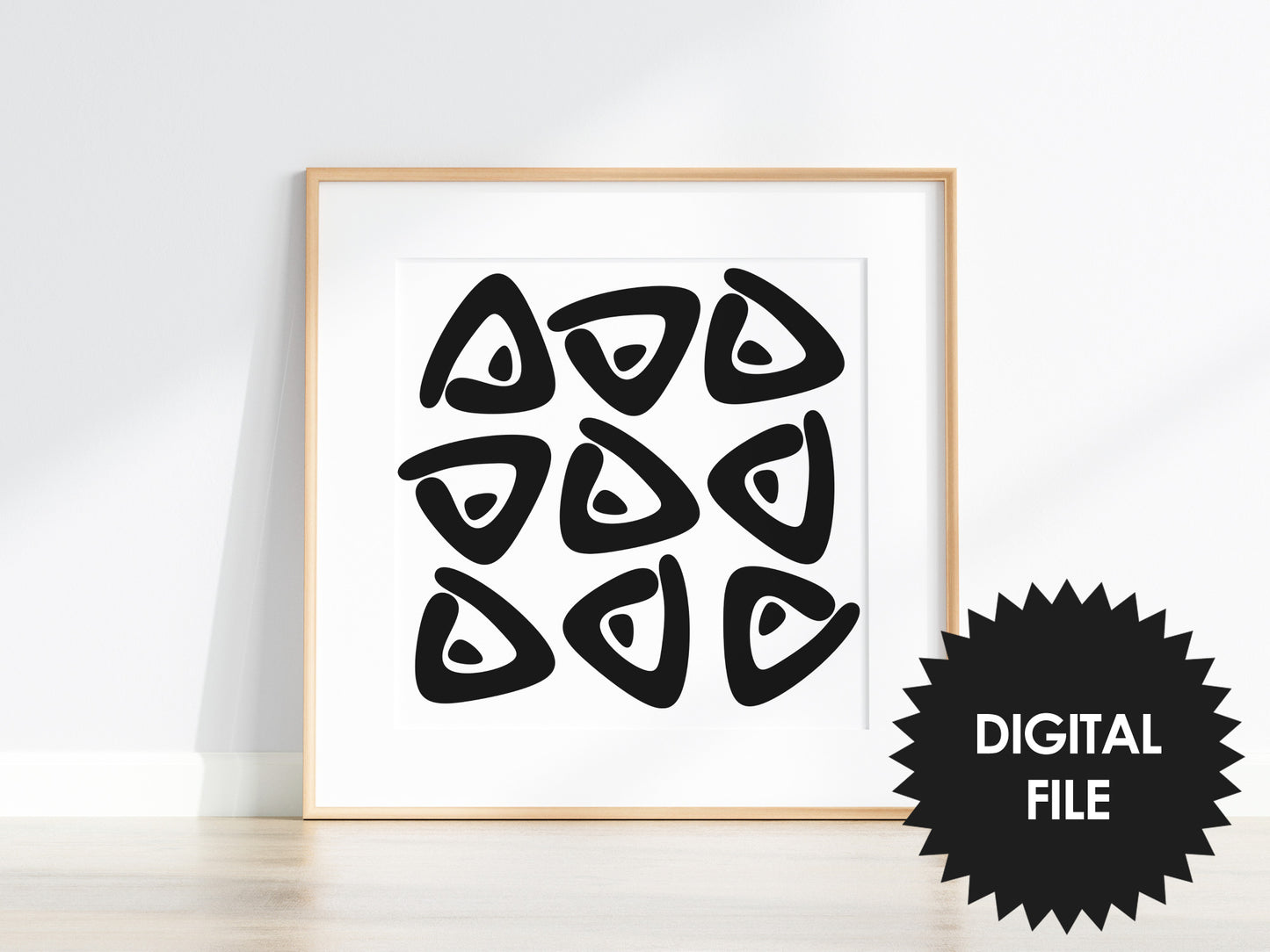 Abstract Wall Art #04, Set of 4, Bundle Print set, black & white wall art, digital art poster download, modern square art prints