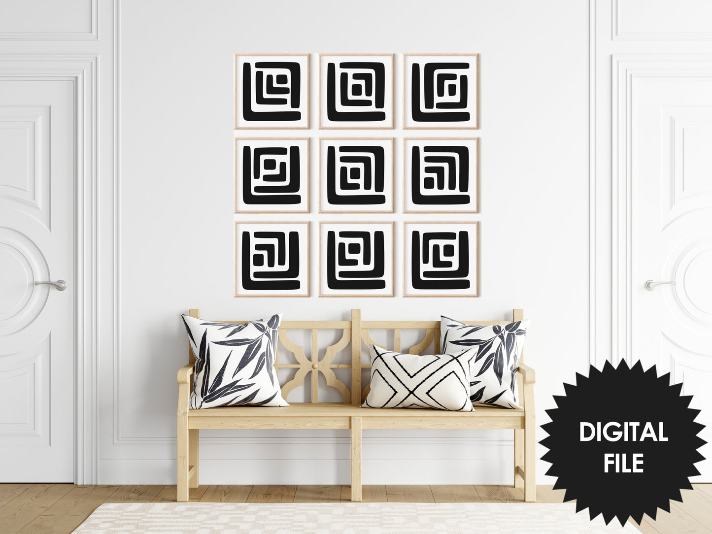 Printable Abstract Puzzle Squares Art #09 Set of 9 Wall Prints