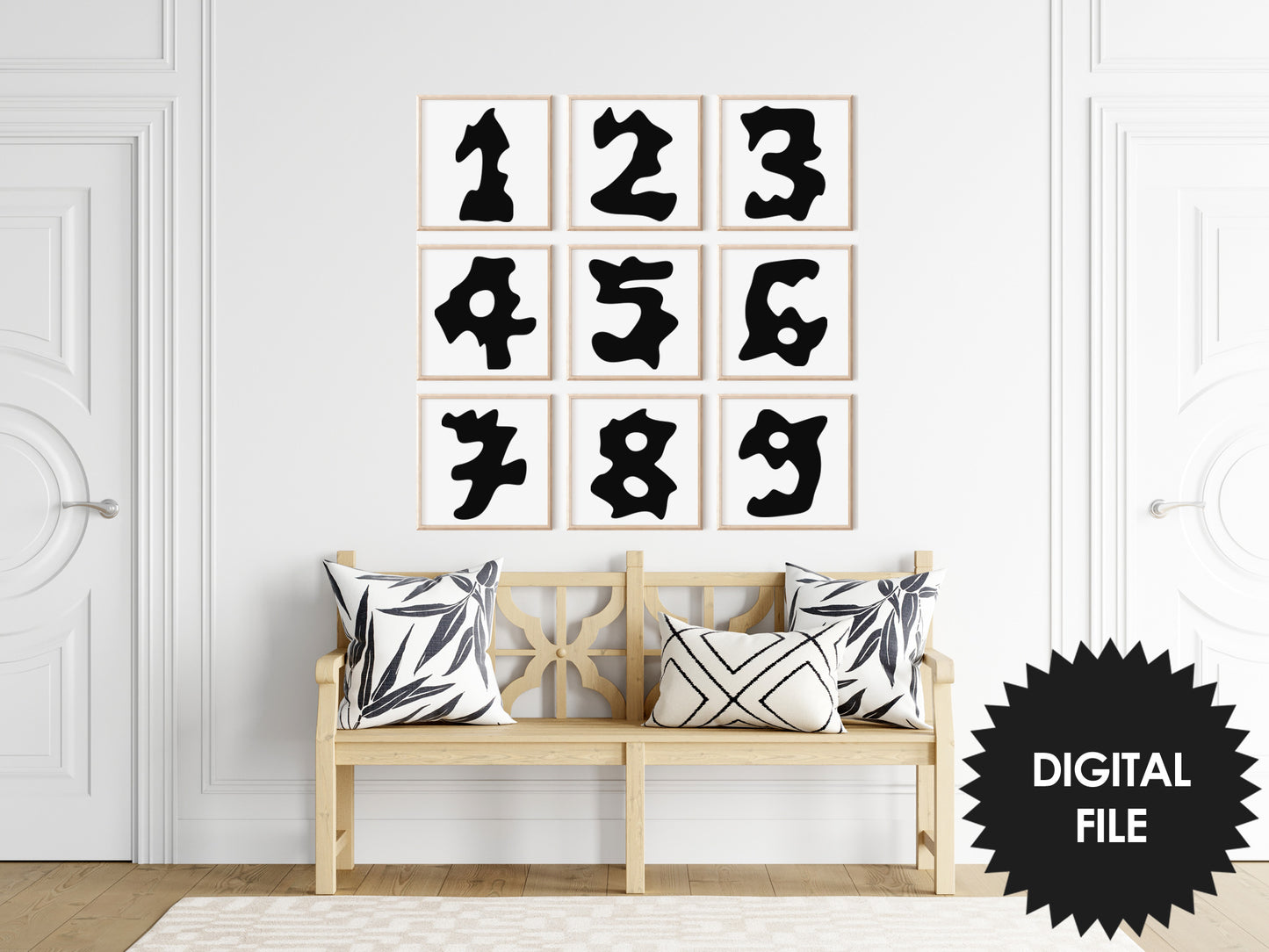 Printable Abstract Numbers, Set of 9 Wall Prints