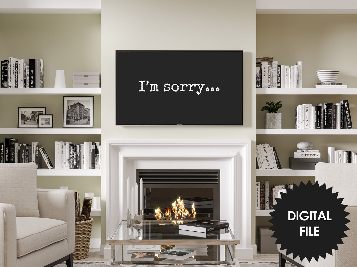 I'm Sorry Frame TV Art | Say Sorry In Unique Way | Black and White Version | Simple Typewritten I'm Sorry | Apology Note | Instant Download