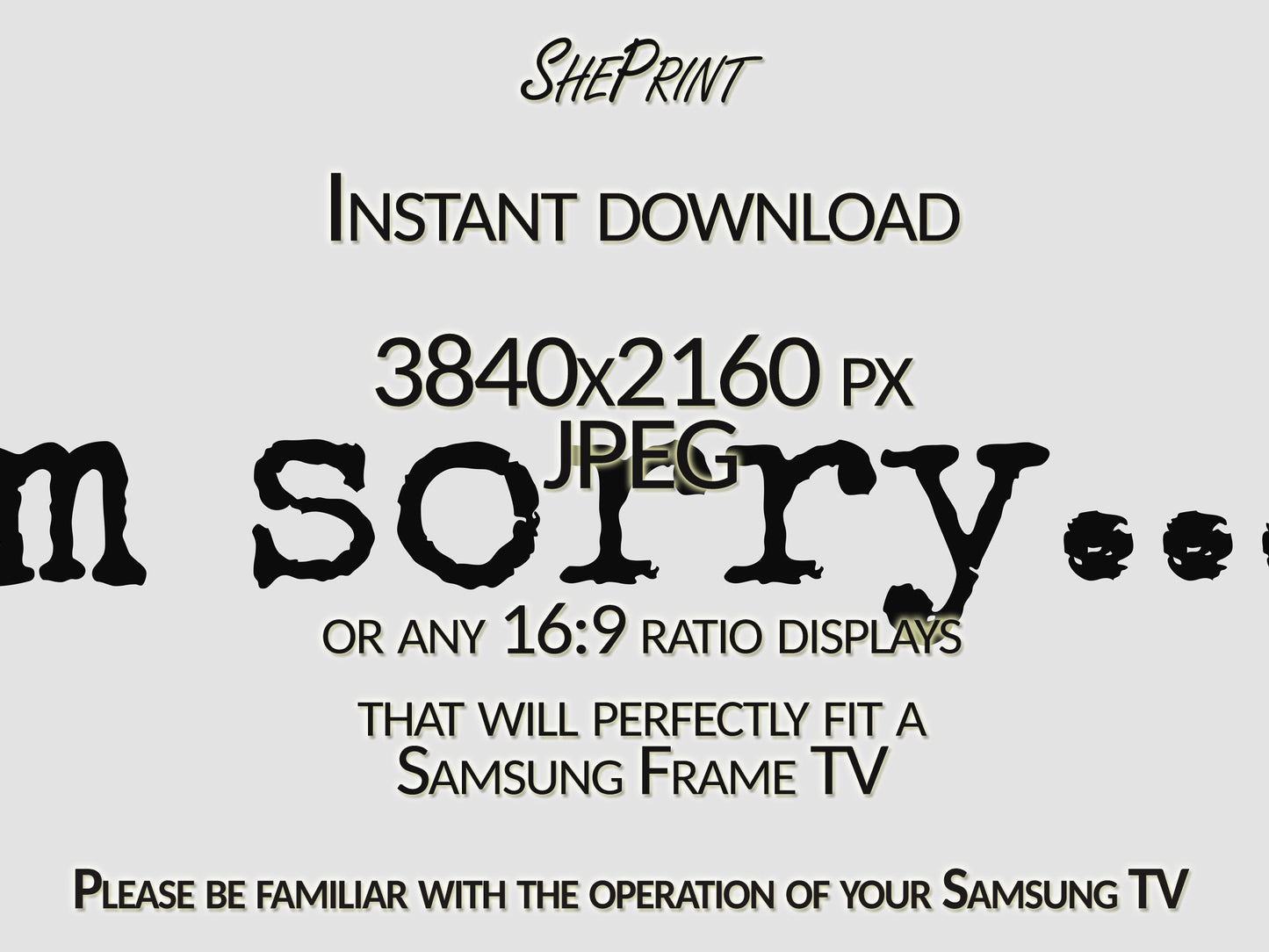 I'm Sorry Frame TV Art | Say Sorry In Unique Way | Black and White Version | Simple Typewritten I'm Sorry | Apology Note | Instant Download