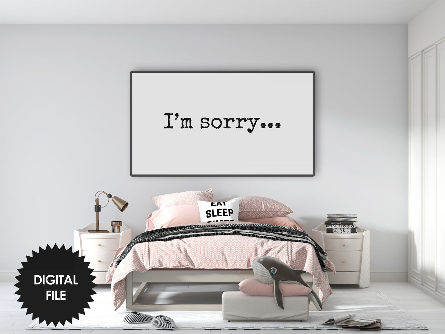 I'm Sorry Frame TV Art | Say Sorry In Unique Way | Black and White Version | Simple Typewritten I'm Sorry | Apology Note | Instant Download