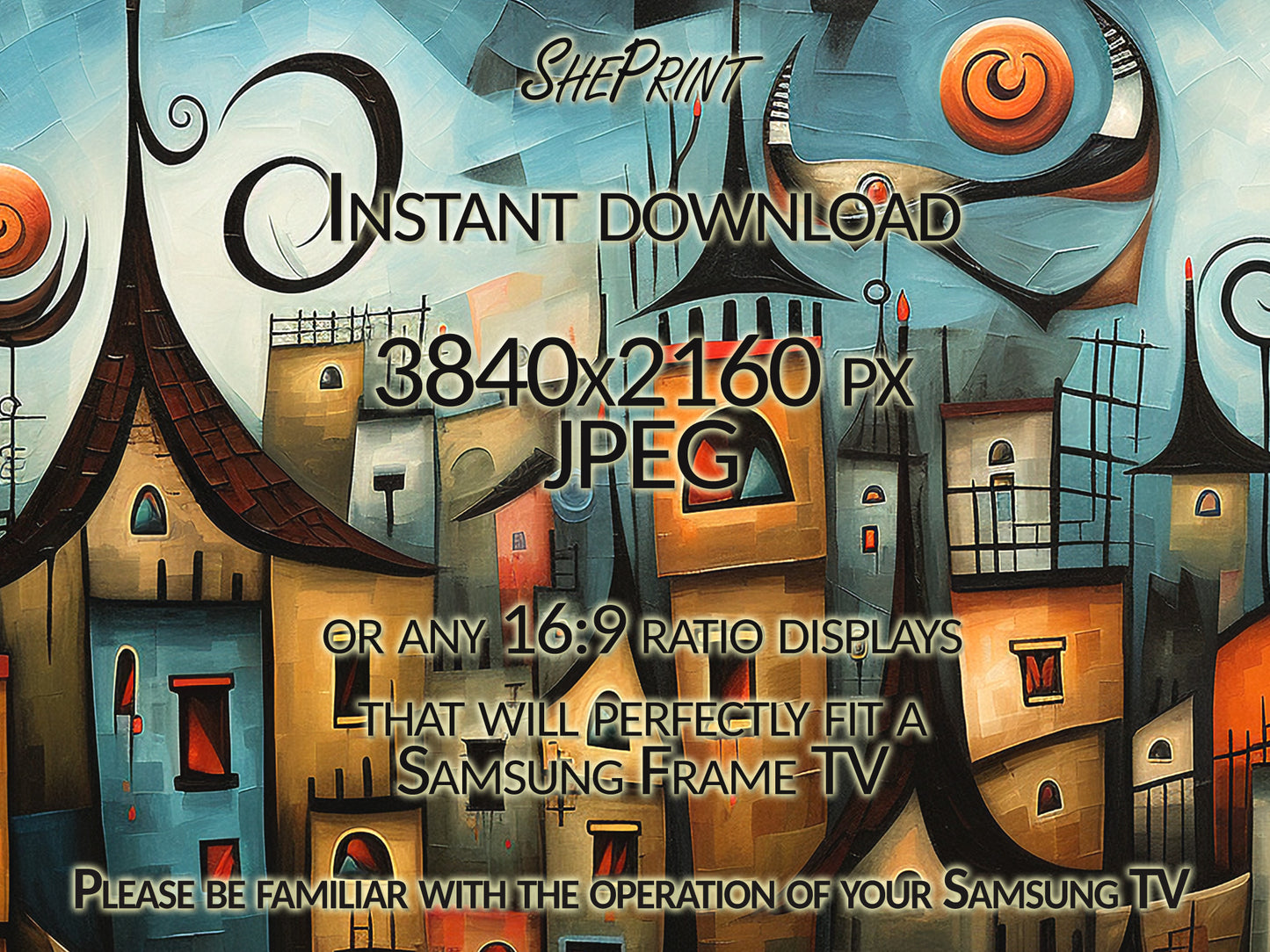 Halloween Frame TV Art, Spooky City, Digital TV Art, Instant Download