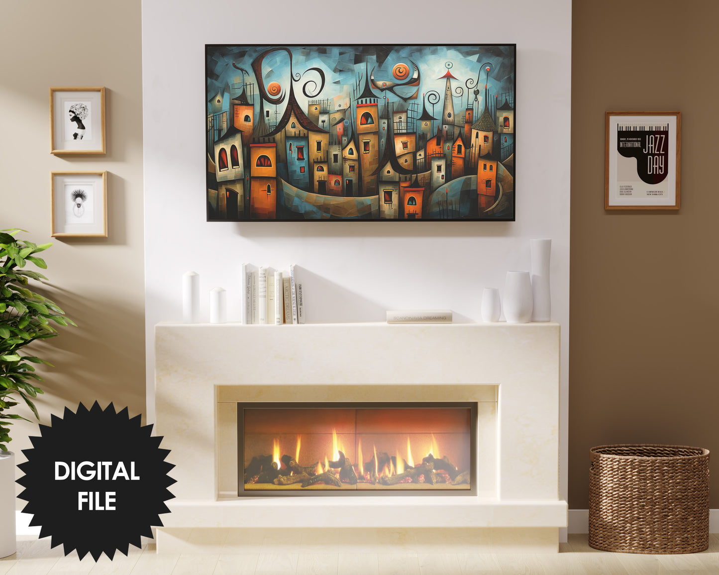 Halloween Frame TV Art, Spooky City, Digital TV Art, Instant Download
