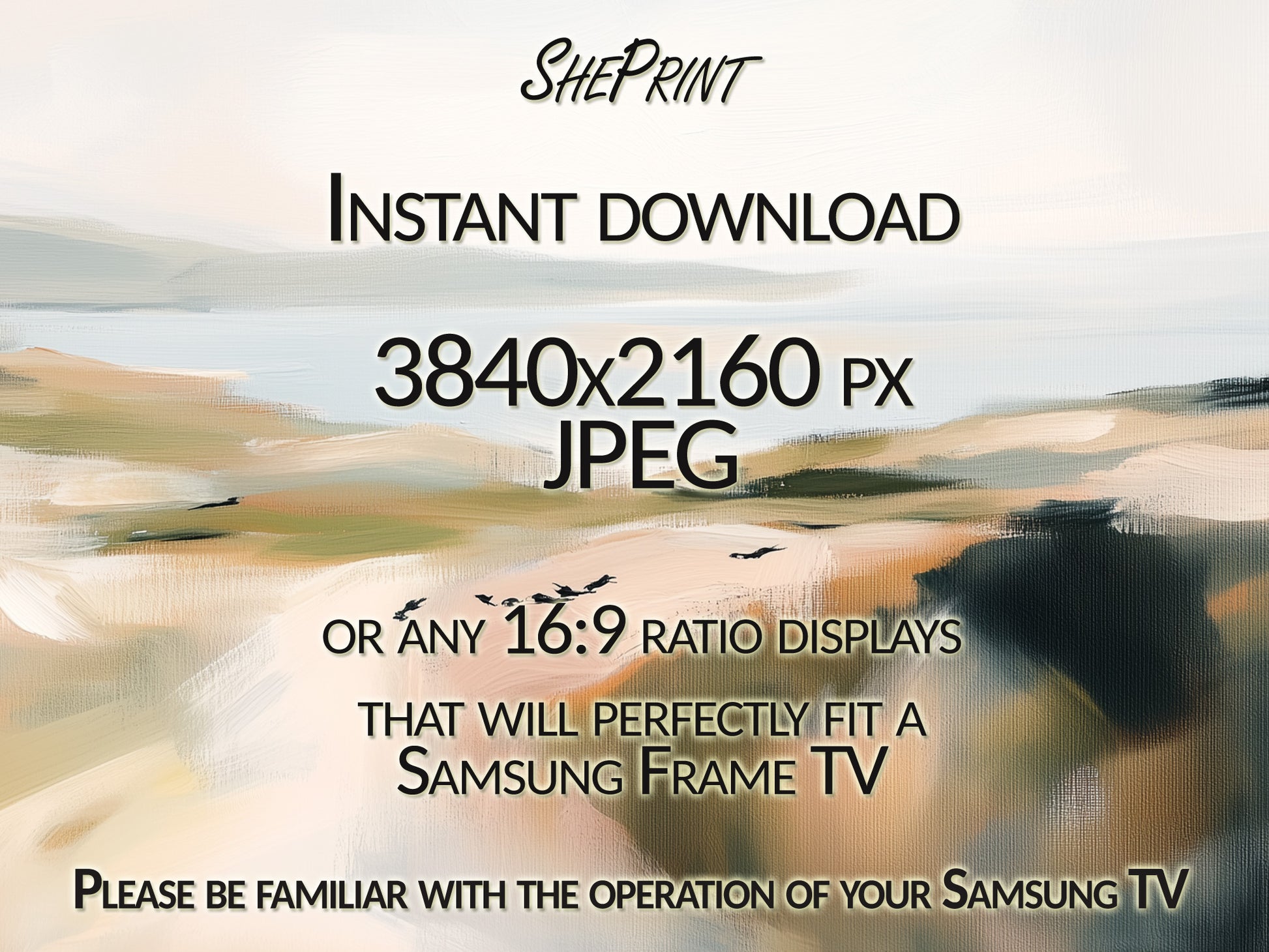 Abstract Summer Landscape Frame TV Art close up view