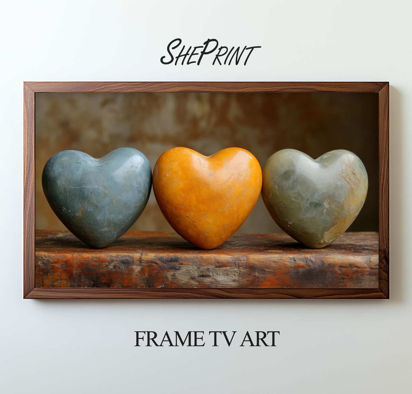 Timeless Love Valentine's Day Inspired Frame TV Art, Stone Hearts Still Life preview on screen