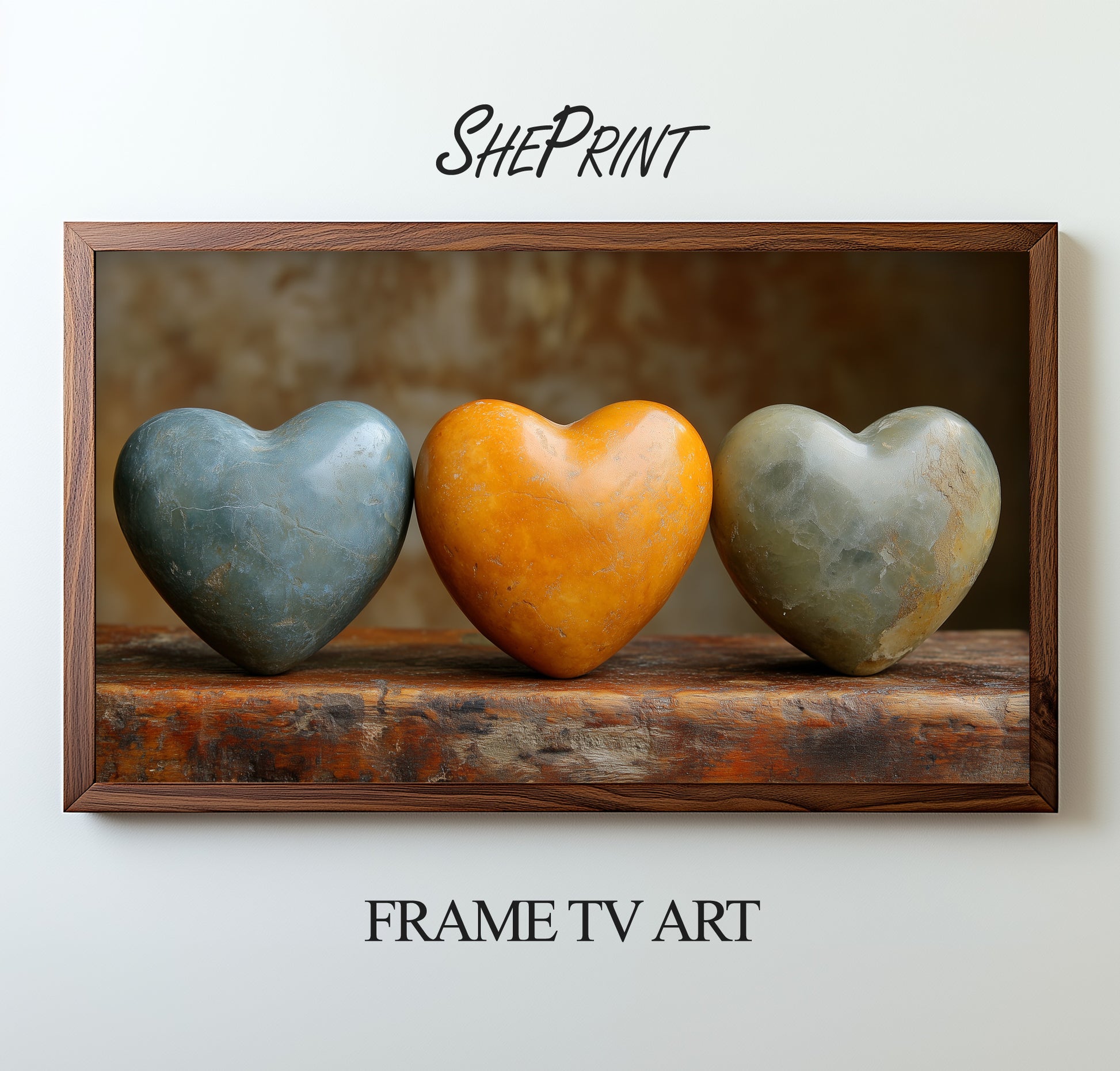 Timeless Love Valentine's Day Inspired Frame TV Art, Stone Hearts Still Life preview on screen