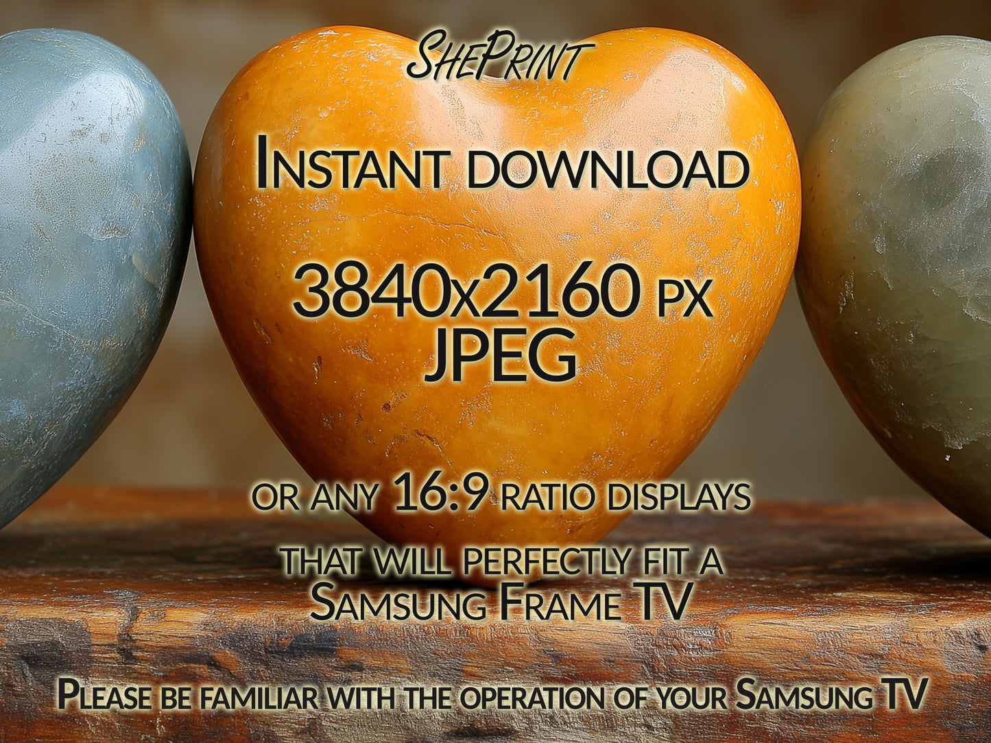 Timeless Love Valentine's Day Inspired Frame TV Art, Stone Hearts Still Life close up view