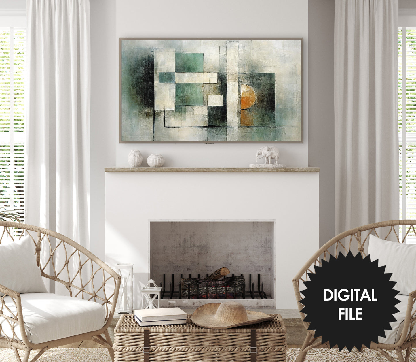 Samsung Frame TV Art, Trendy Colors Abstract Art, Geometric Shapes Abstract Art, Digital TV Art, Instant Download