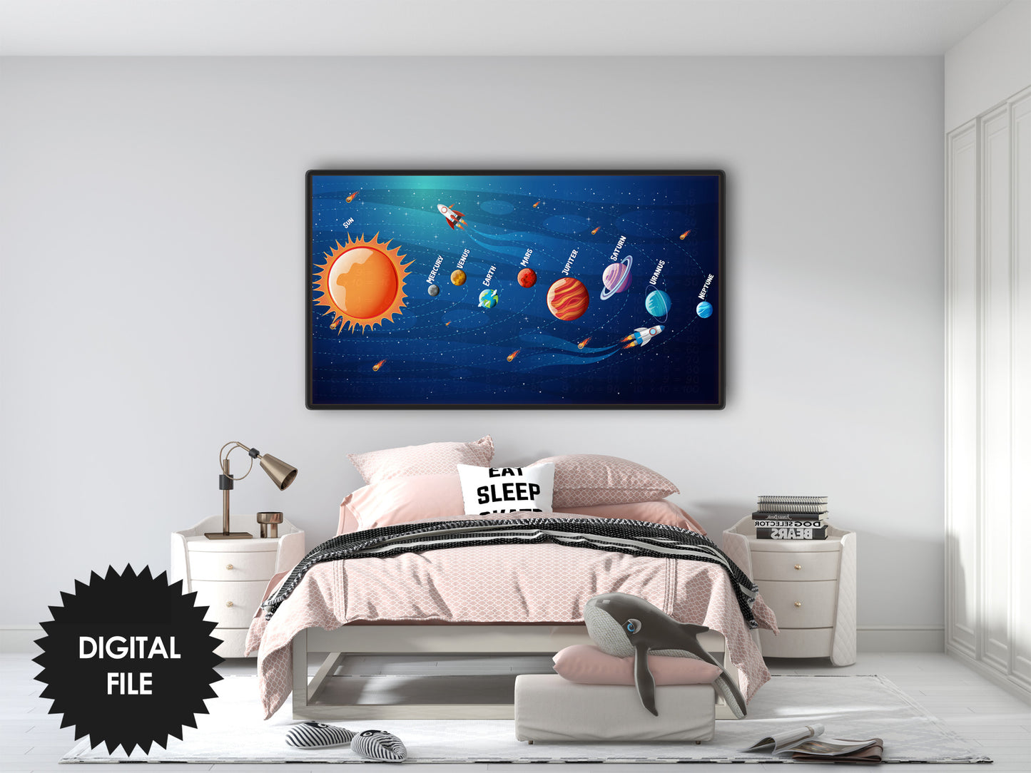 Solar System Educational Samsung Frame TV Art For Kids | Digital TV Art | Kids Room Decor | Space Art | Instant Download