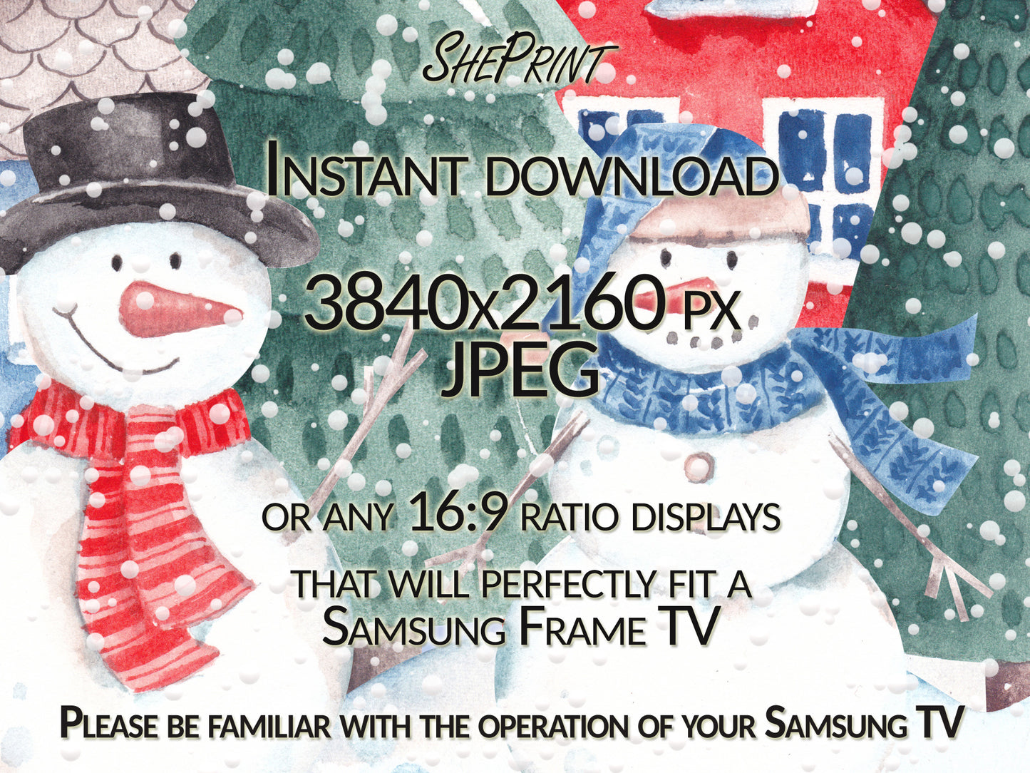 Frame TV Art 3 Snowmen | Winter TV Art | Kids Holiday Art Digital TV Art | Instant Download
