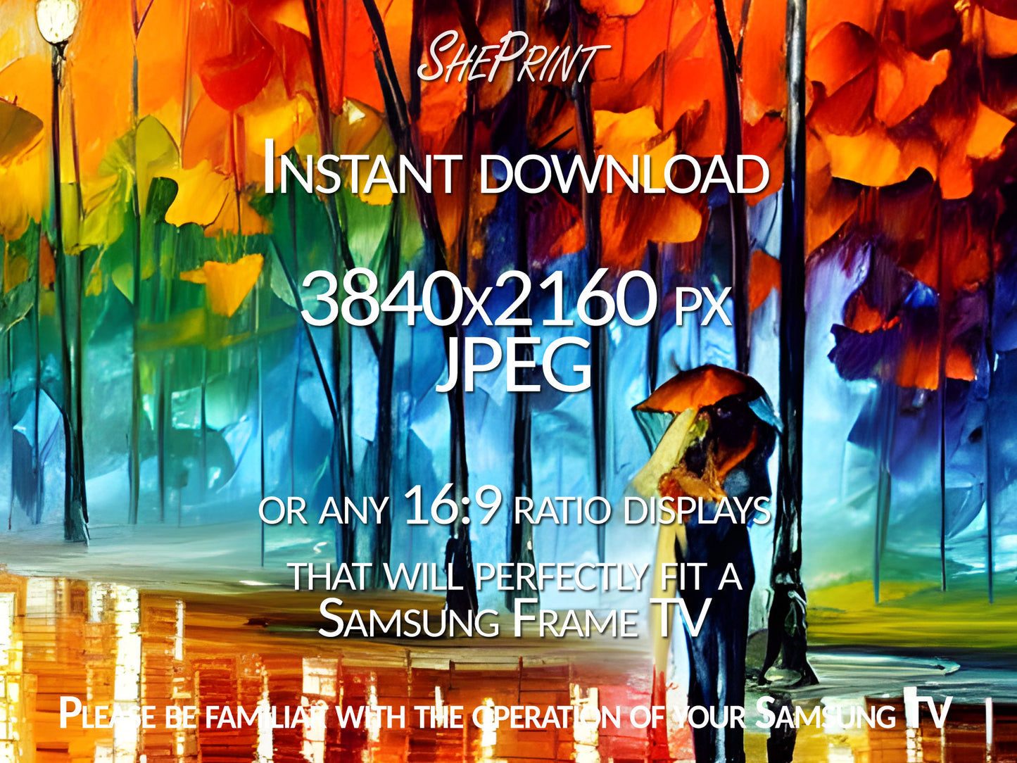 Samsung Frame TV Art | Fall Rain Colorful Art | Digital TV Art | Digital Painting | Instant Download