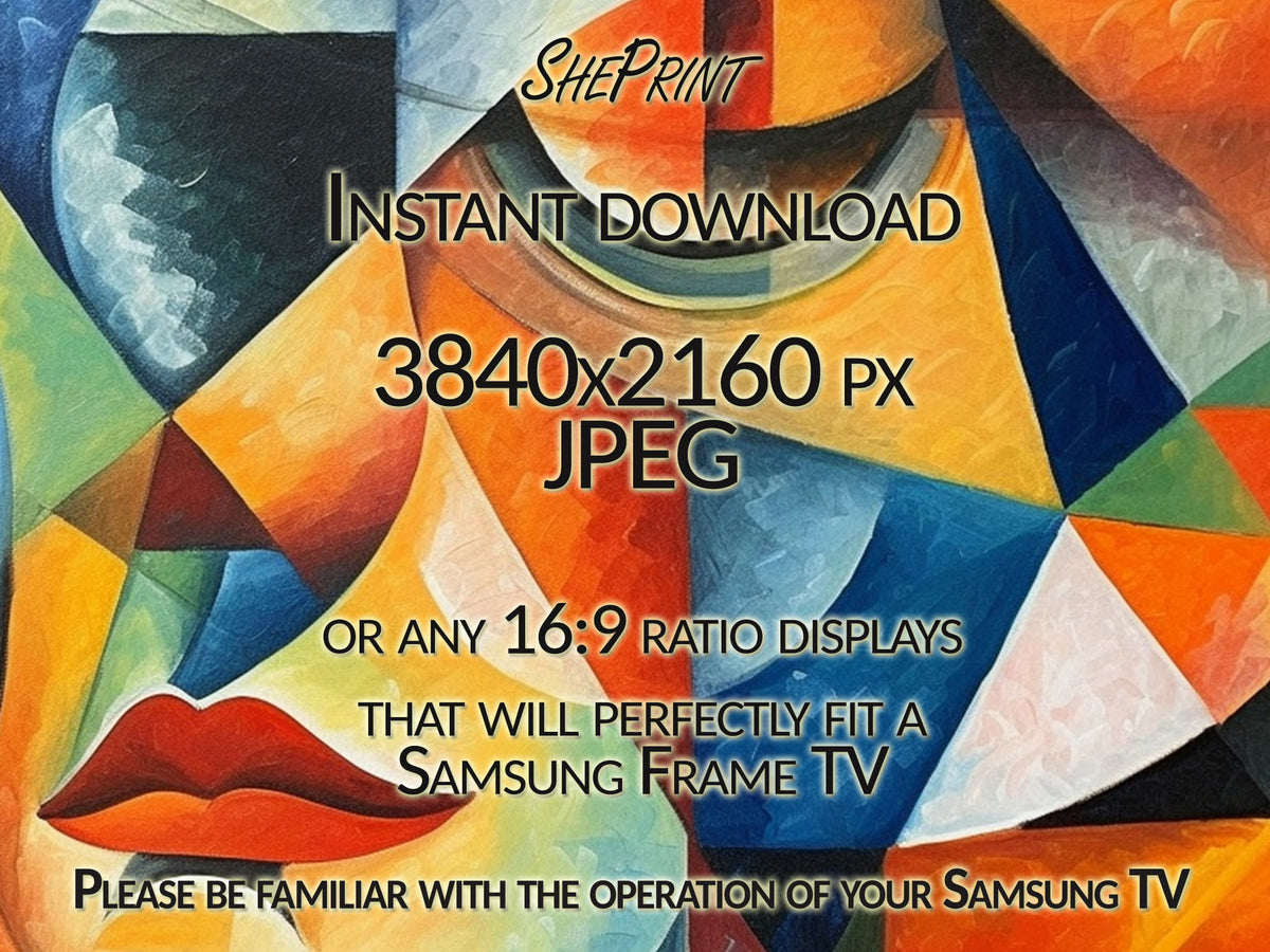 Samsung Frame TV Art, Colorful Cubism Abstract Art, Vibrant Colors, Oil Painting, Digital TV Art, Instant Download