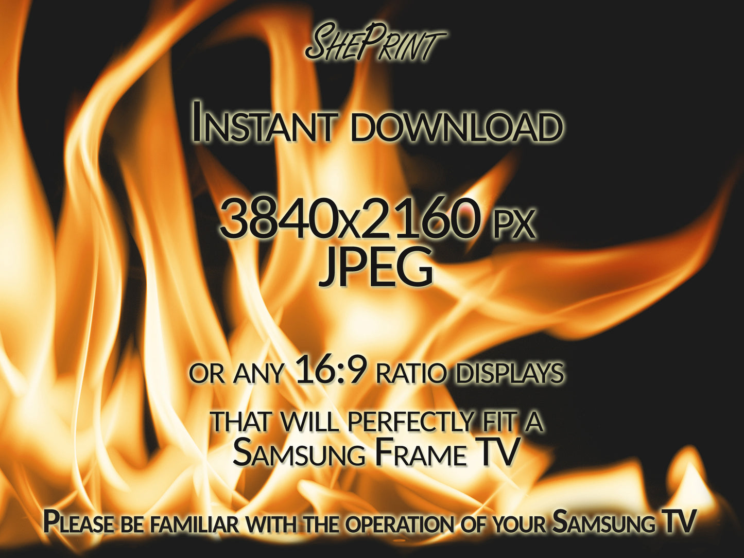 Samsung Frame TV Art Fireplace | Christmas Tv Art | Winter Fireplace Flames Static Image | 3840x2160 pixels JPEG | Digital TV Art | Instant Download