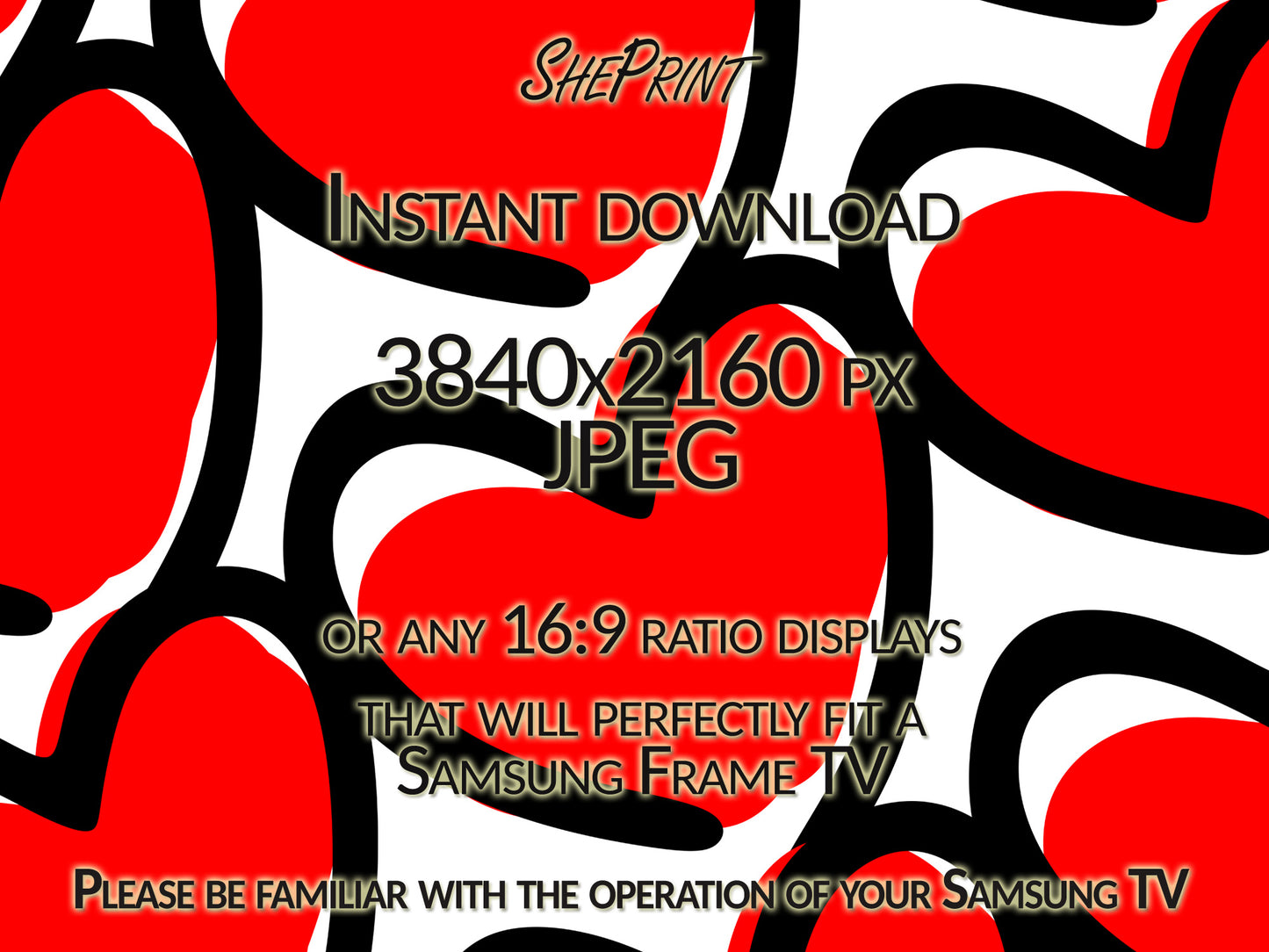Valentines Red Hearts Modern Frame TV Art