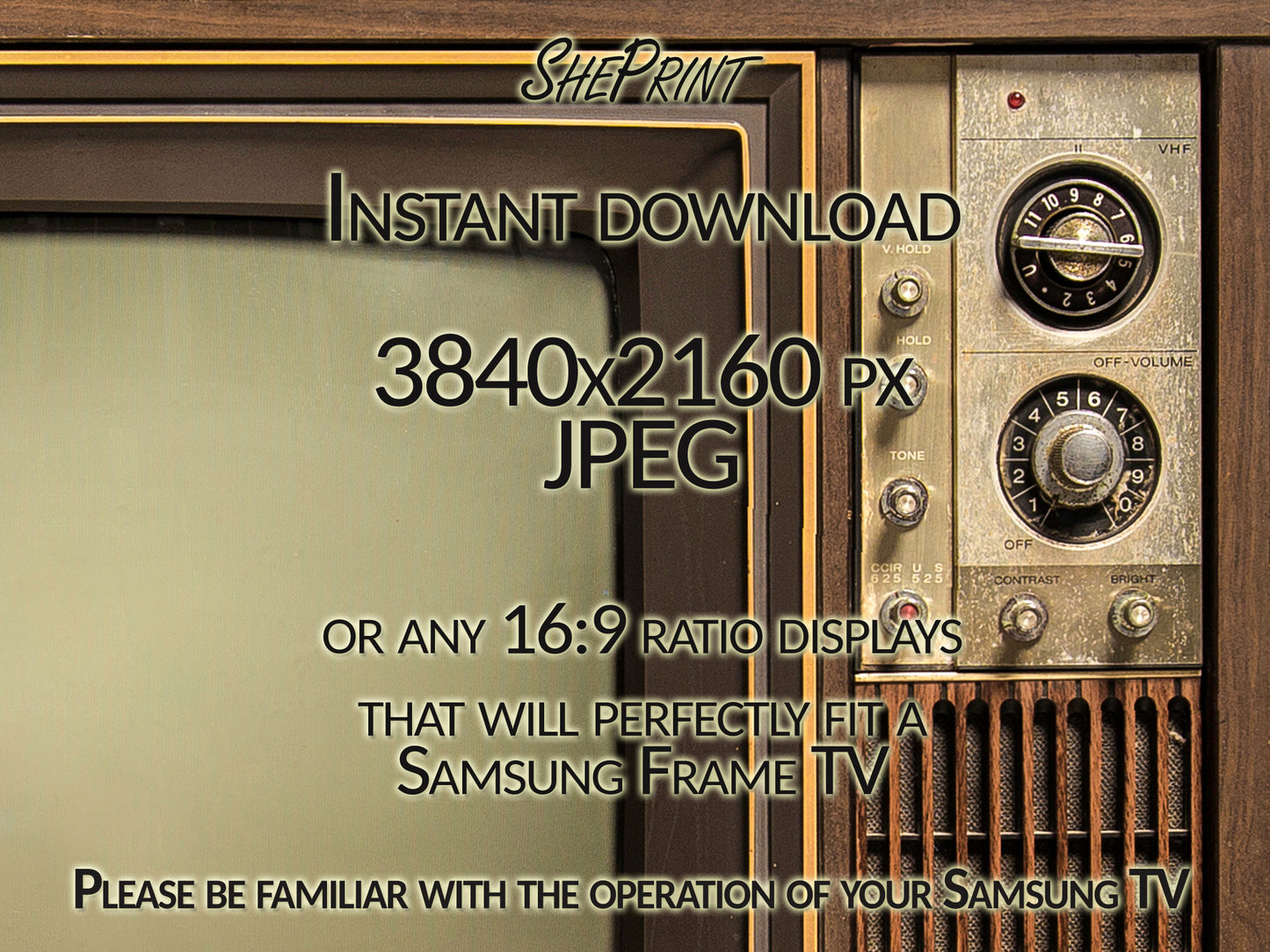 Samsung Frame TV Art Retro Tv | Vintage Tv Art | Classic Old Television Wooden Case | 3840x2160 px JPEG | Digital TV Art | Instant Download