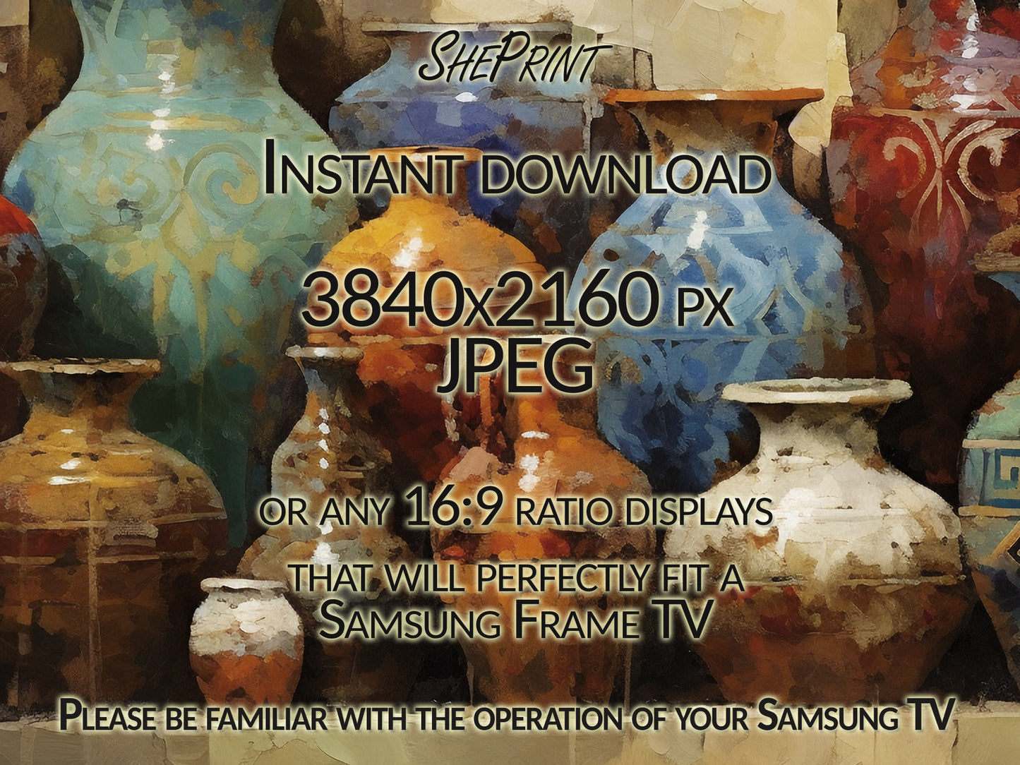 Samsung Frame TV Art Still Life Pottery Painting | Fall Earthy Neutral Tones | Digital TV Art | Instant Download