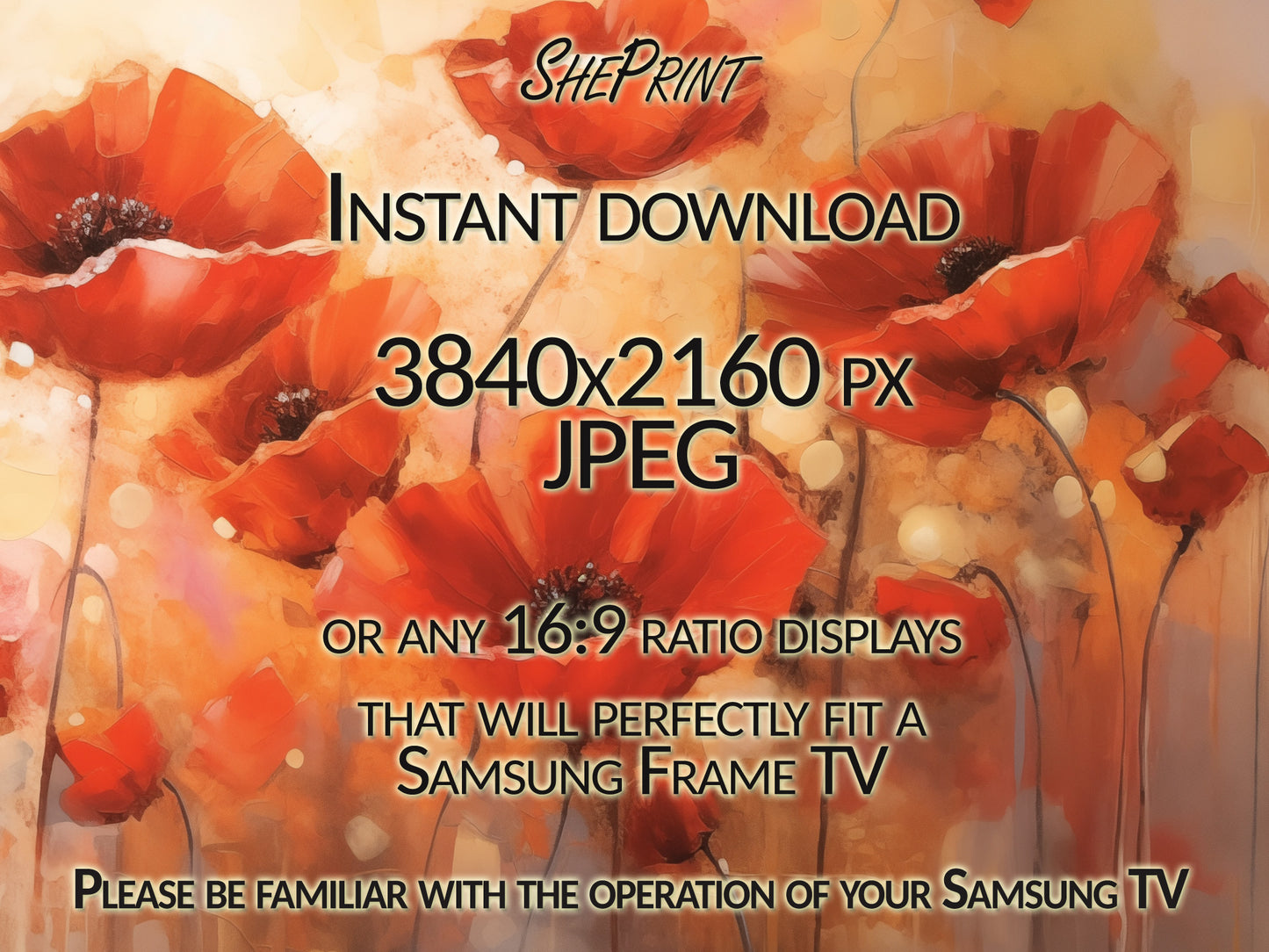 Samsung Frame TV Art Summer Poppies, Abstract Art, Summer Floral Art, Flowers Oil Painting, Digital TV Art, Instant Download